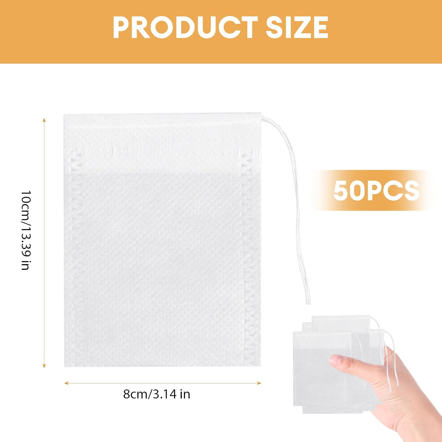 50 Pcs White Cotton Muslin Bags, Small Mesh Tea Coffee Filter Bags Reusable Drawstring Pouches for Spice Bag, Yogurt Straining, Cold Brew, Almond Milk & Loose Leaf Tea, Set of 50 (3.15 X 3.94 Inch) image number 6
