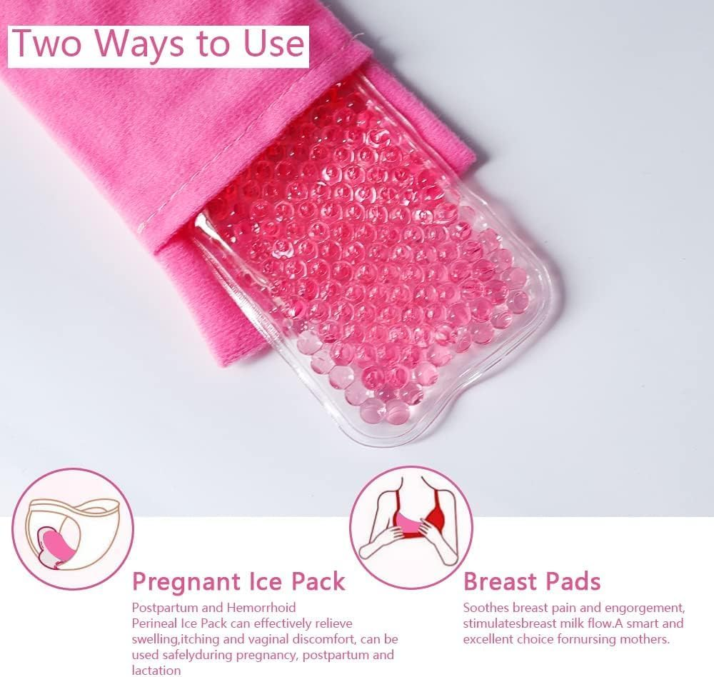 Perineal Cooling Pad, Reusable Perineal Cooling Pad for Postpartum & Hemorrhoid Pain Relief, Hot & Cold Packs for Women after Pregnancy and Delivery, 2 Ice Pack and 2 Cover(Pink) image number 5