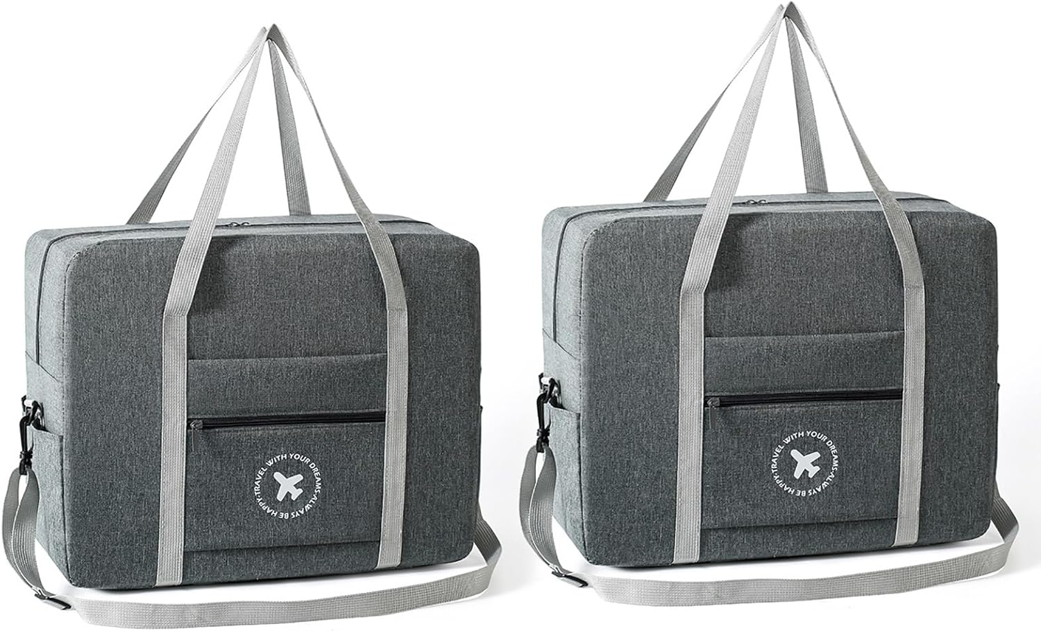 2X Cabin Bag for Easyjet Underseat Cabin Bag Large Foldable Duffel Bag Nylon Holdall Hand Luggage Case Carry on Luggage Flight Bag Baggage Organiser Storage Grey 40L 2 Pack