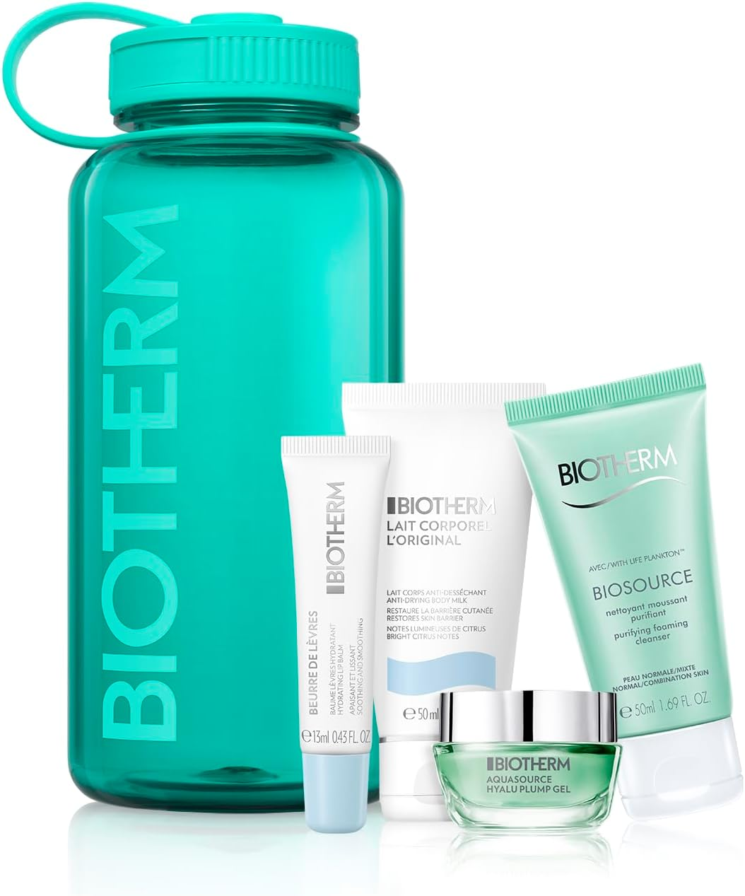 Biotherm the Drop - Aqua Drop for Women, Skin and Body Hydration Essentials for Normal to Oily Skin, Packed in a 1L Recycled, Reusable Plastic Water Bottle, with 4 Body and Skincare Products image number 4