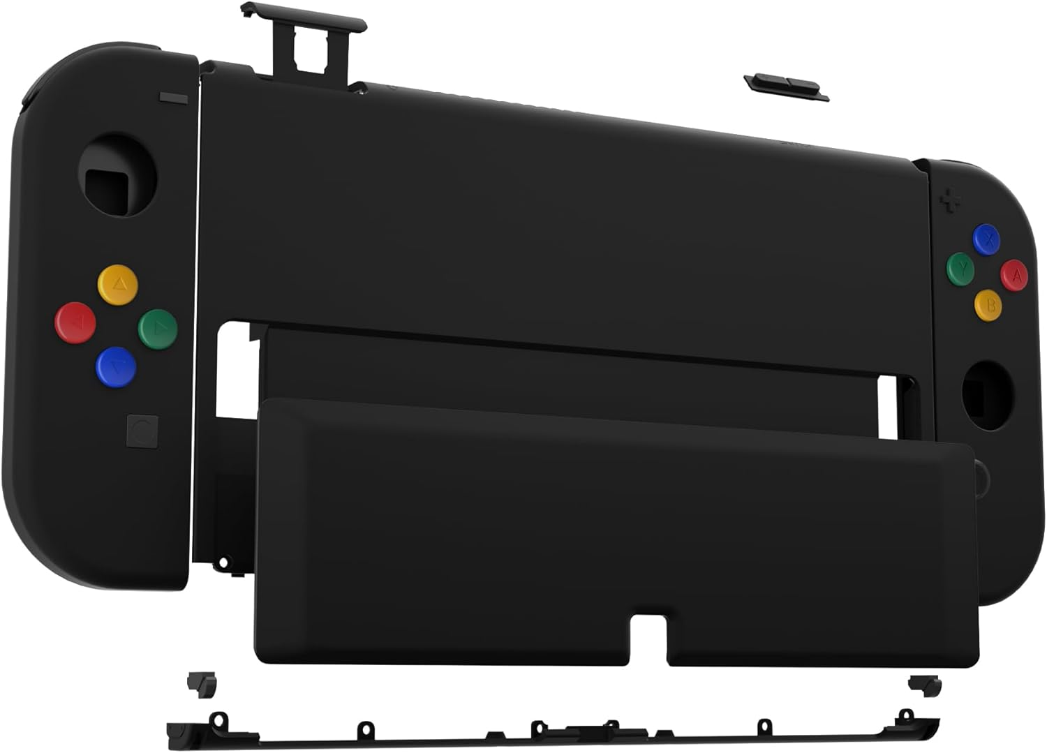 Extremerate DIY Full Set Shell Buttons for Nintendo Switch OLED, Black Replacement Console Back Plate & Kickstand, Custom Case Housing for Nintendo Switch OLED Joycon Controller [Control NOT Included] image number 2