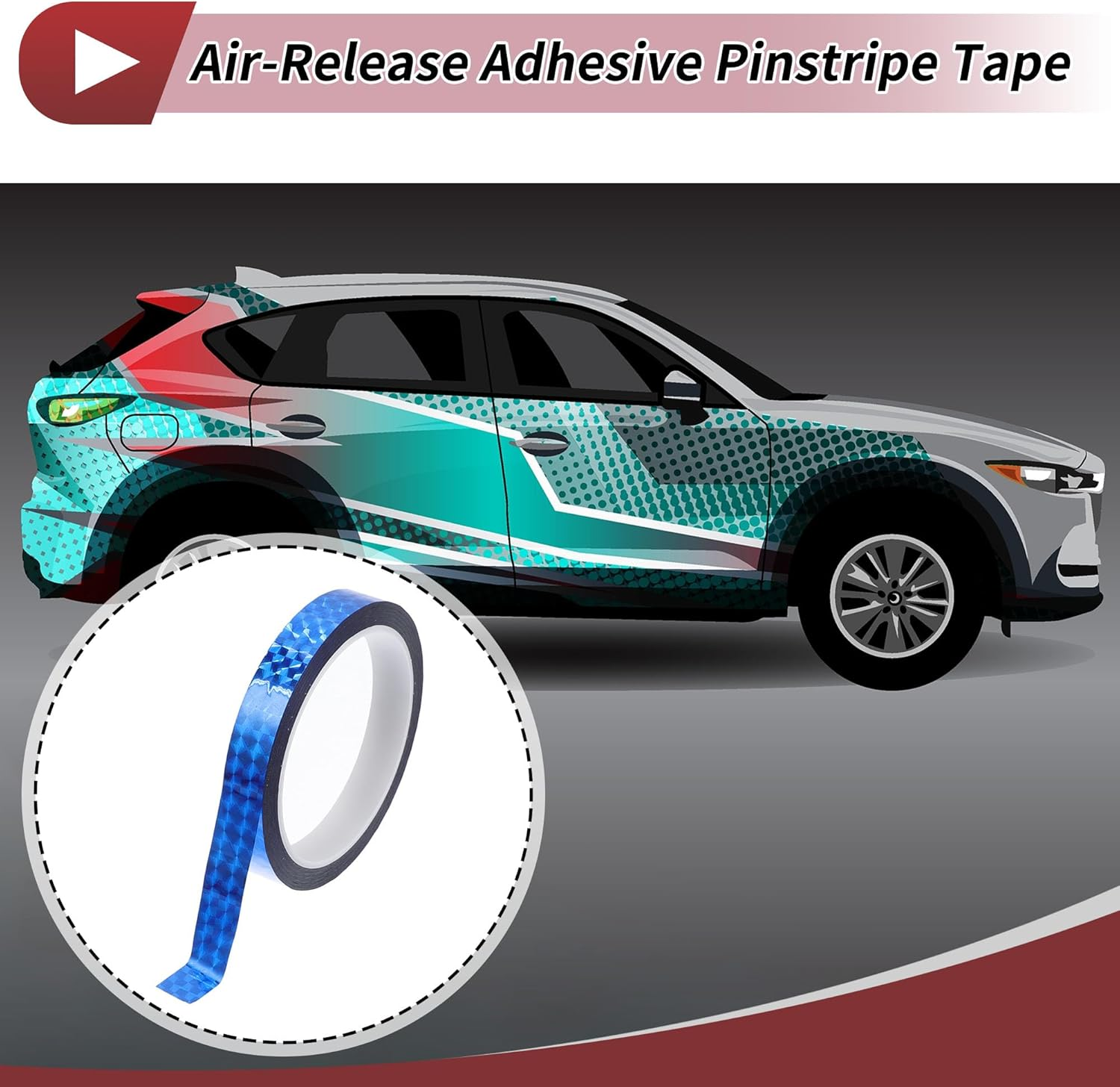 X AUTOHAUX Pinstripe Tape 164.04Ft X 0.47" Car Stripes Pinstripe Decals for Car, Motorcycle and Boat, Racing Stripes DIY Stickers Laser Blue 1 Pc image number 4