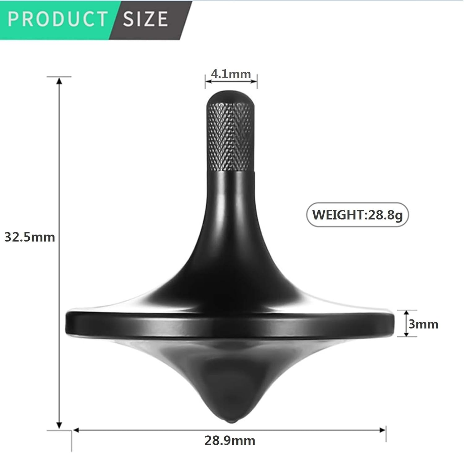 Stainless Steel Spinning Top, Premium Exquisite Perfect Balance Well Made Metal Desk EDC Little Fidget Toy, Spin Long Time over 5 Minutes, Great Value (Black, Medium Diameter 29Mm) image number 3