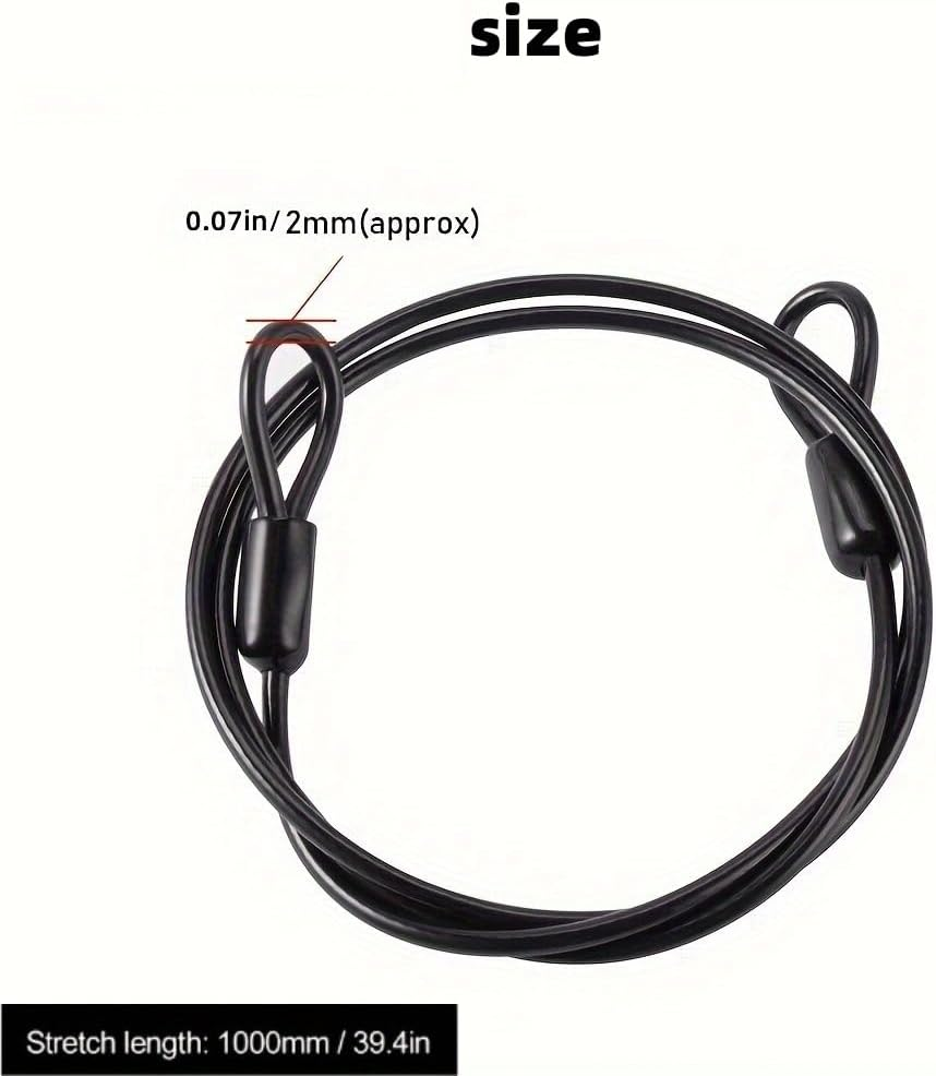 Steel Wire Lock Line,Stainless Steel Cable Lock, Bike Security Steel Cable,High Reliability Security Lock for Bicycle Double Looped Stainless Steel, External Bike Scooter Cable Lock Cable (Black) - Green image number 7