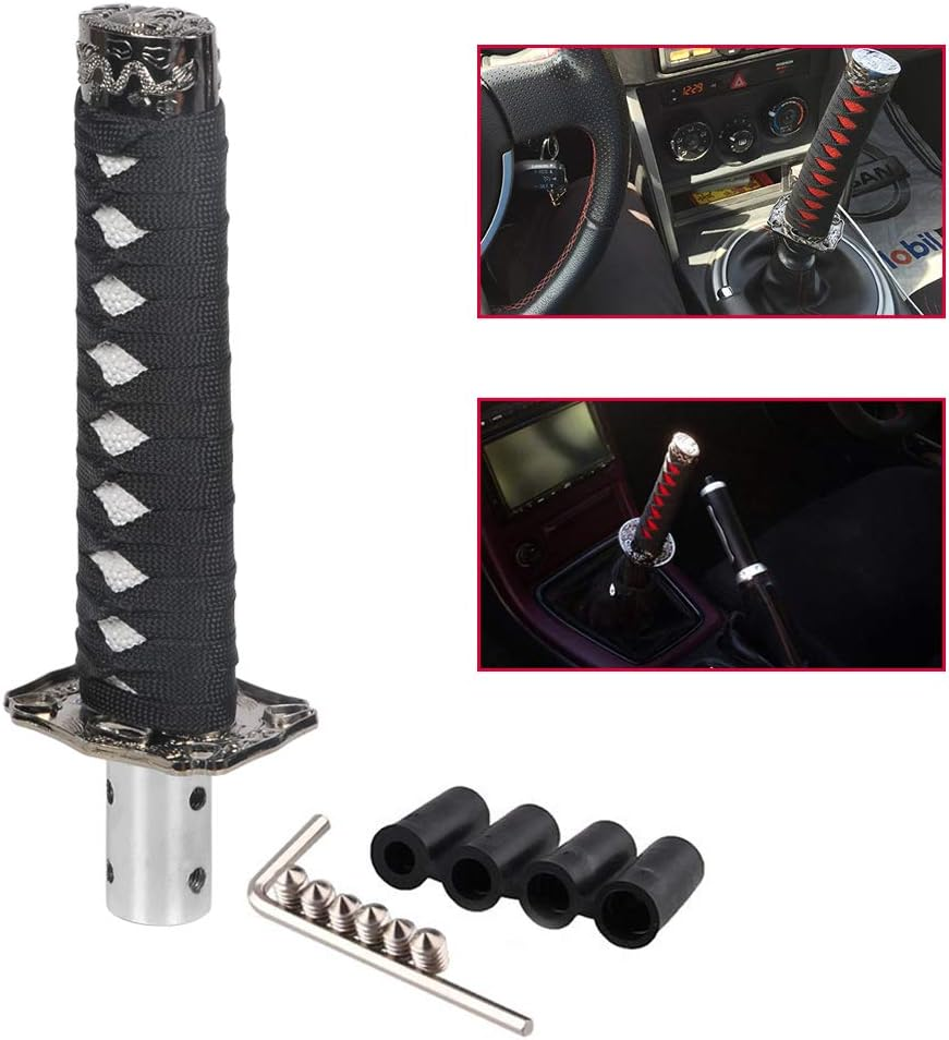 Ahumans Samurai Sword Shift Knob Automatic,Short Gear Shift Knob Catchers Gear Suitable for Manual Transmission Cars, Most Automatic Transmission Cars - Black+White image number 3