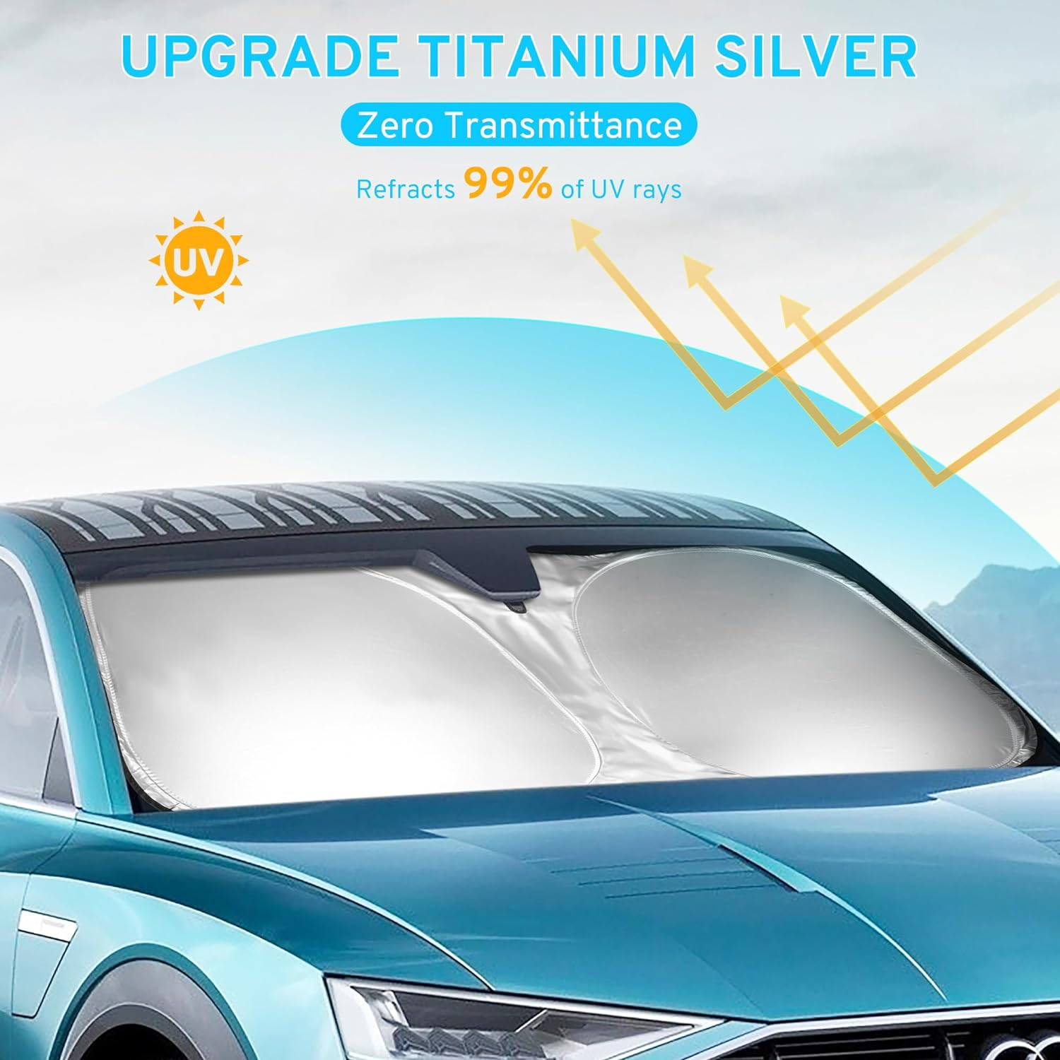 SZYUCHEN Car Windshield Sun Shade Sunshade Compatible with Audi Q3 2019-2024 A4 2017-2024 A3 2022-2024 A5 2018-2024 Premium Premium plus Prestige S-Line SUV Accessories, Car Front Window Sun Shield image number 3