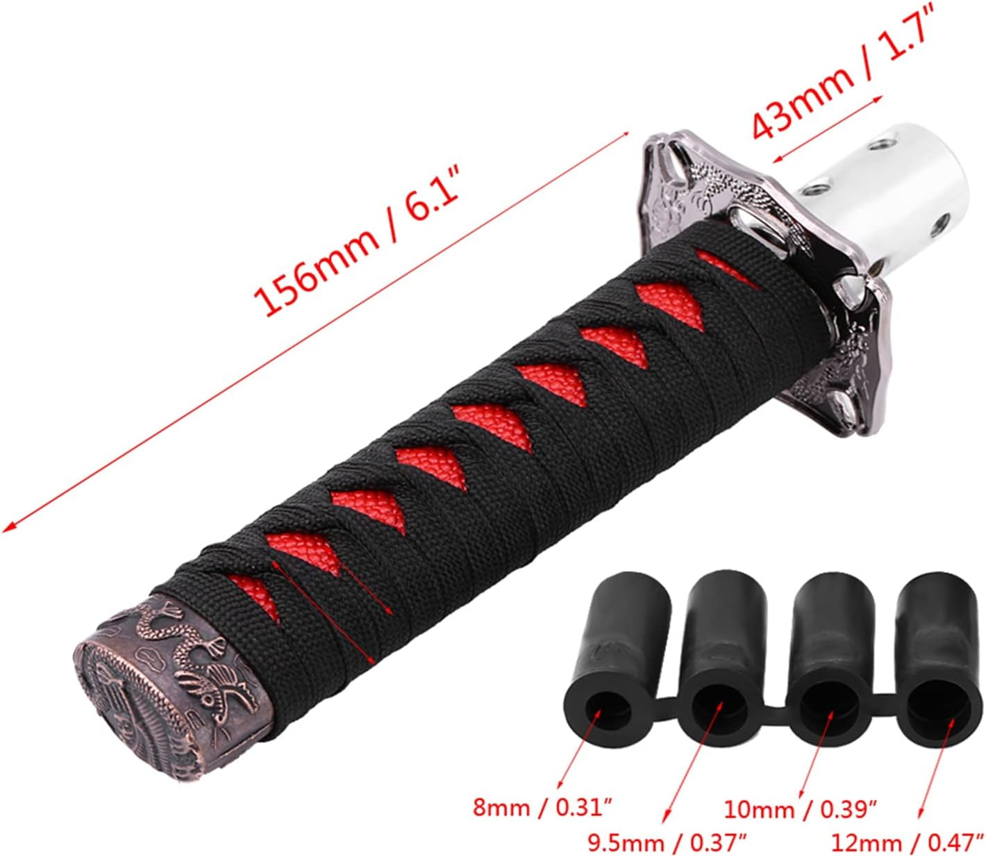Katana Sword Shift Knob，Samurai Catchers Gear Shifter Stick Universal Automobile Spare Part Grip Speed Handle Lever Cover Kit with Adapter Manual Automatic Transmission Racing Car Truck Vehicle image number 2