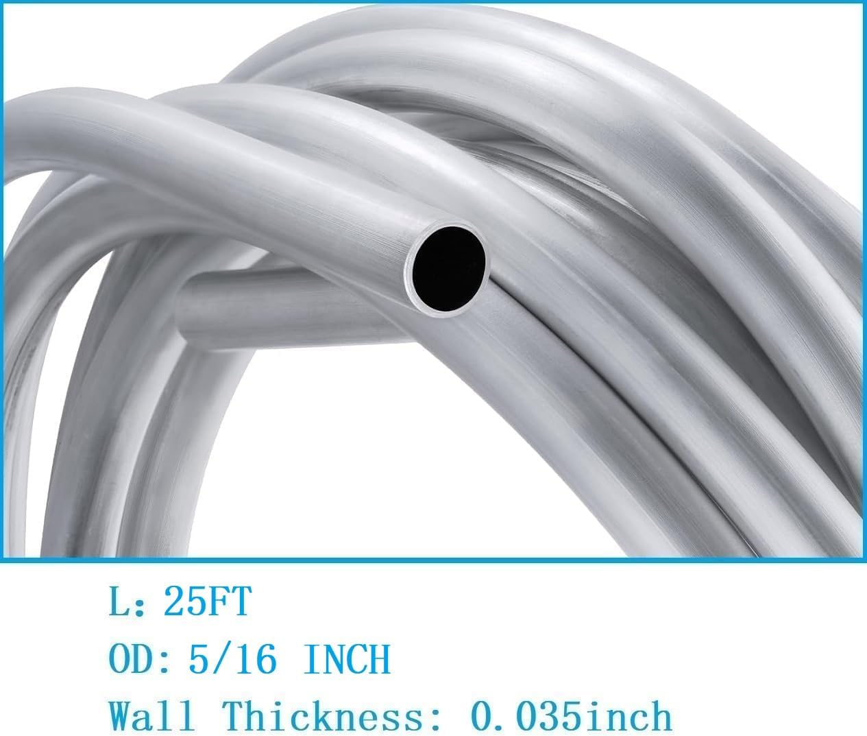 5/16 Fuel Line, 25FT 3003 Grade Aluminium Tubing for Brake Line, Transmission Line, Metal Gas Line, AC Line, Refrigeration Equipment image number 2