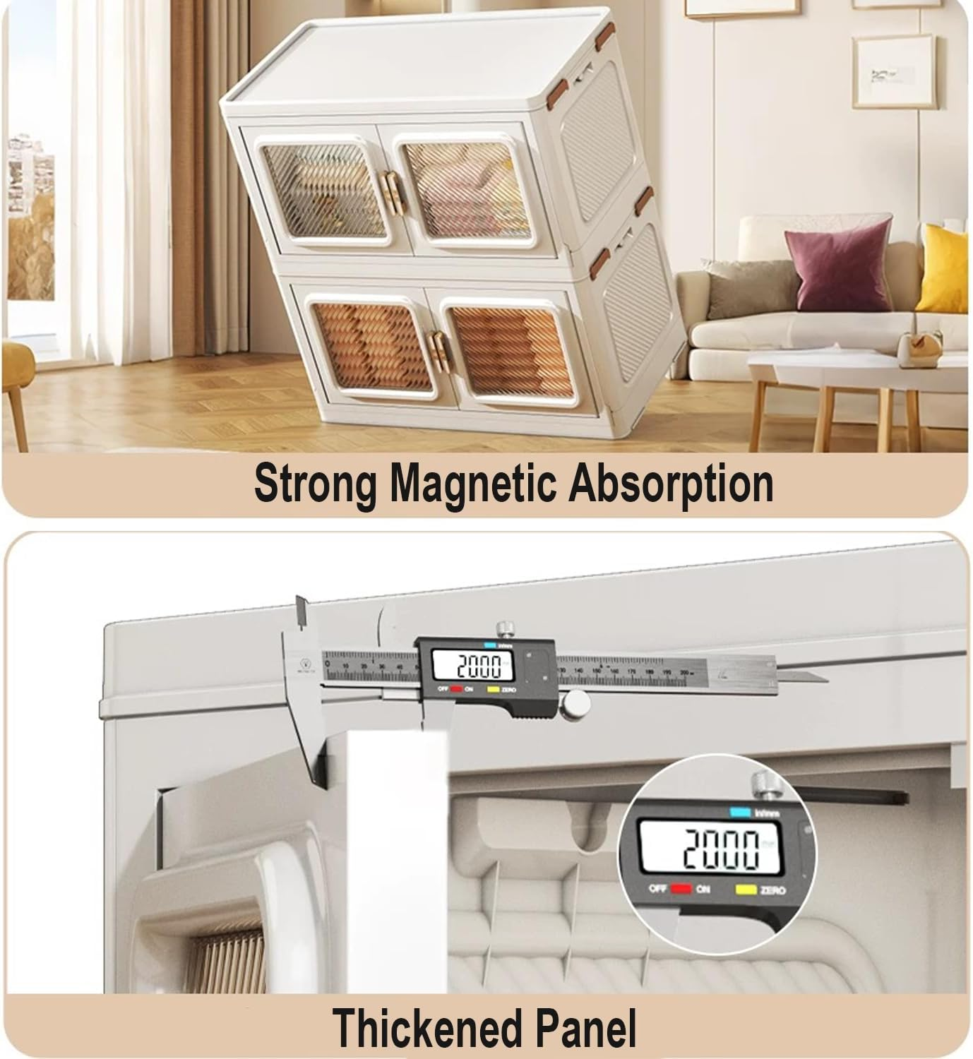 MOTYYA 660 Qt Stackable Storage Bin with Lid, 165Gal Extra Large Collapsible Storage Boxes, Folding Plastic Drawer, Heavy-Duty Store Cabinet, Closet Organizer for Home Kitchen, 3 Pack White image number 3