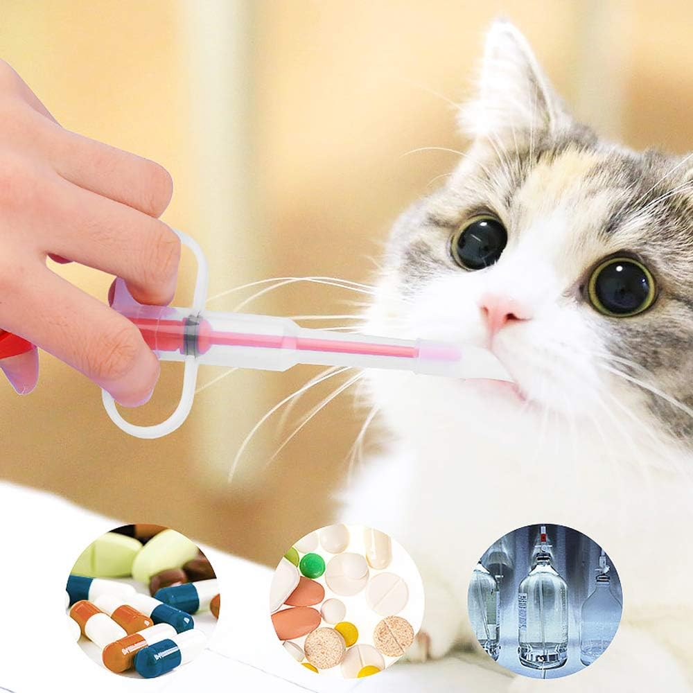 Nifocc Pet Medicine Feeder Pet Pill Syringe Pet Liquid Feeding Dispenser Feeding Tool with Soft Silicone Tip for Dogs Cats Birds Small Animals Blue and Red 2 Pcs image number 4