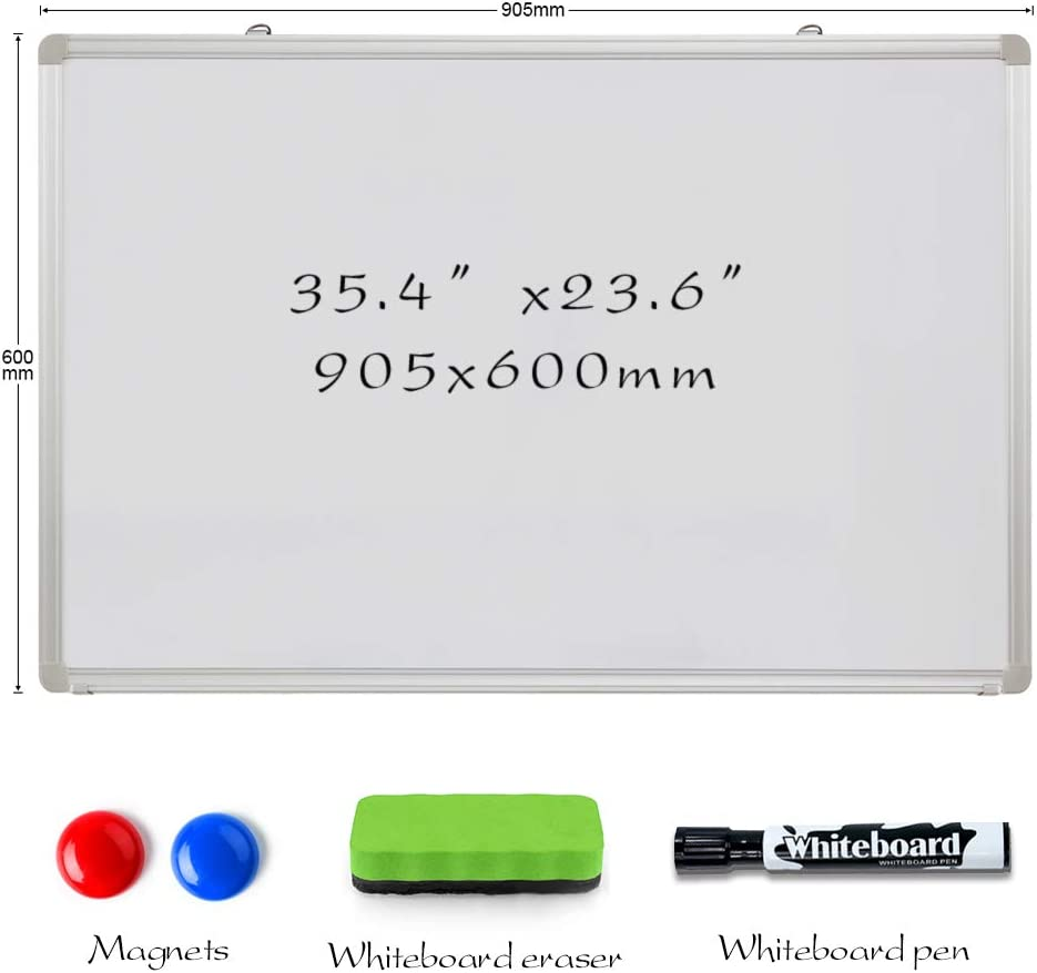 HAND in HAND Magnetic Whiteboard, Dry Erase Board, Silver Aluminum Frame, Including 1 X Dry-Erase, 2 X Magnets and 1 X Dry-Erase Board Markers, for School, Home, Office (905 X 600 MM) - White image number 5