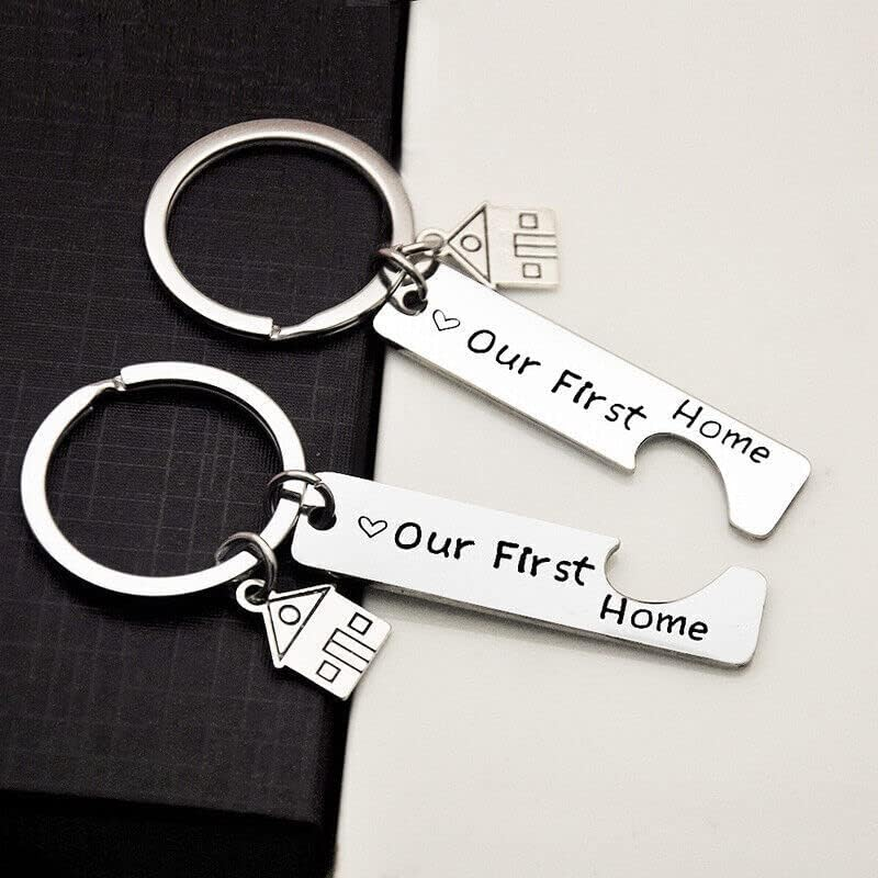 AIMALL Our First Home' Matching Keychain Set &ndash; Stainless Steel House Key Holder for Couples, Perfect for New Homeowners