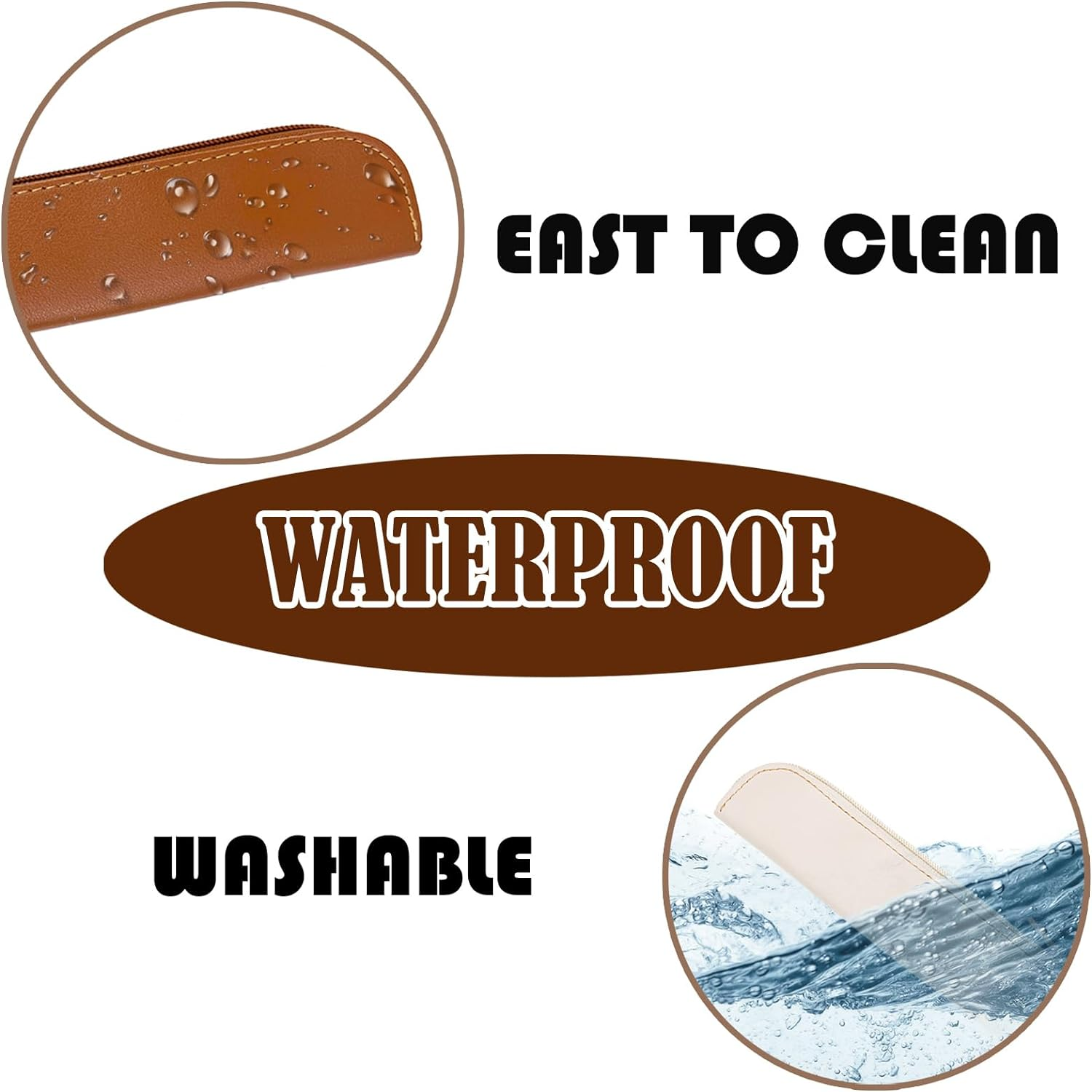 Binzus 5 Pcs Leather Pen Case Slim Design Cute Stationery Storage Bag with Zipper for Pens, Pencils, Markers (Colorful) image number 6