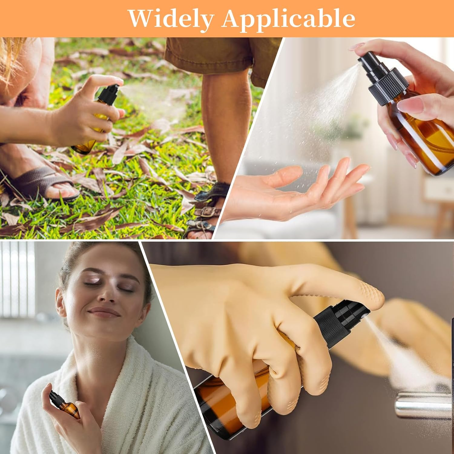 5 PCS Amber Glass Spray Empty Roller Bottles with Fine Mist Sprayer & Dust Cap Refillable Essential Oils Clear Containers Skin Care Atomizer Liquid Cosmetic Bottle for Travel Beauty Cleaning (100ML) image number 1