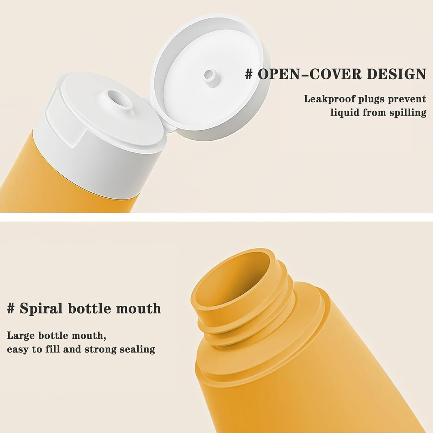 Jotia 5Pcs Travel Bottles Kit, Squeezable Containers TSA Approved Travel Containers Leak Proof Refillable Shampoo and Conditioner Travel Essentials Bottle Set image number 2