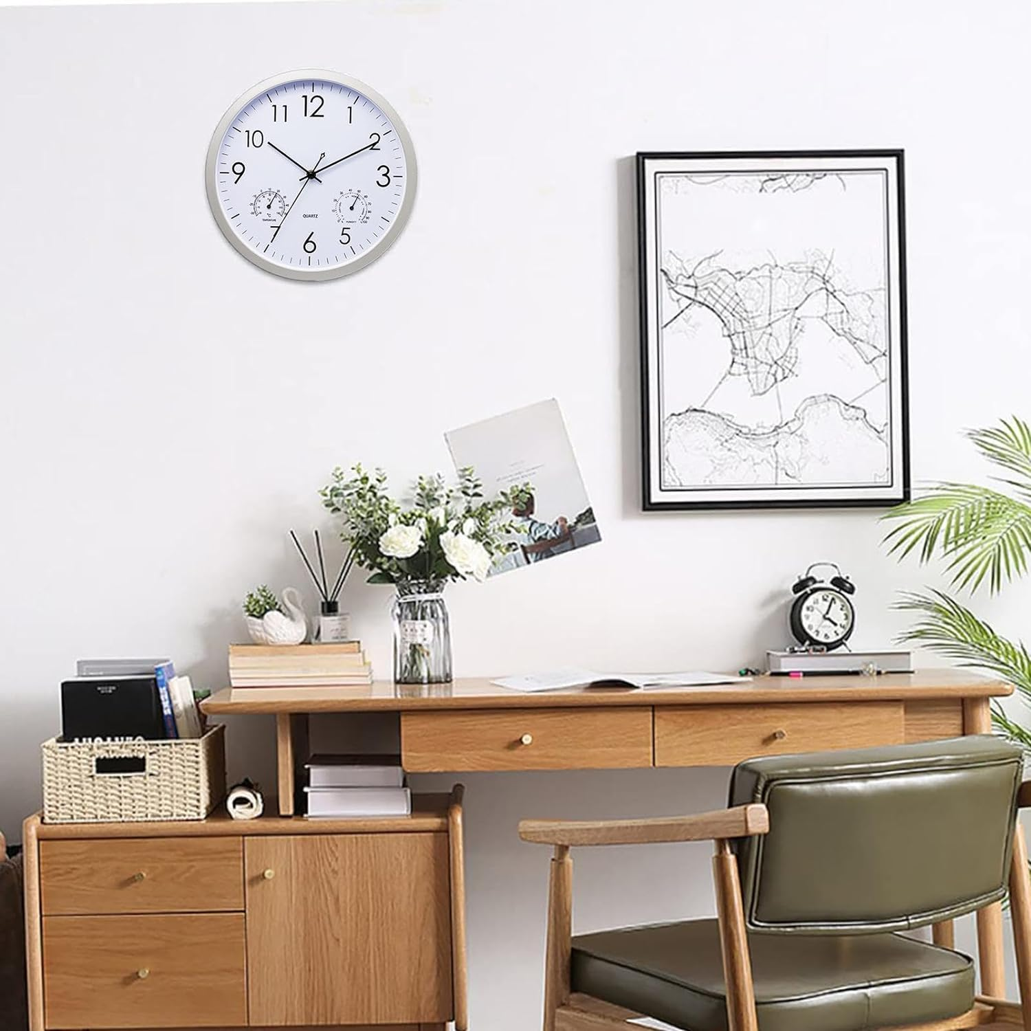 Waterproof Wall Clock, Bathroom Modern Clocks with Temperature and Humidity | Garden Clock Outdoor Weather Station, Elegant Patio Clocks for Bathroom, Toilet, Garden image number 4