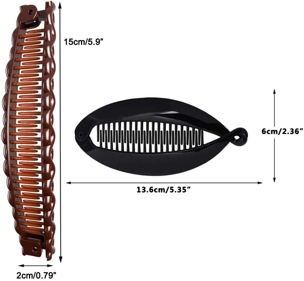 4 Retro Banana Hair Clips for Thick Curls, Fishtail Hair Accessories, Two Banana Clip Combs for Women and Girls image number 4