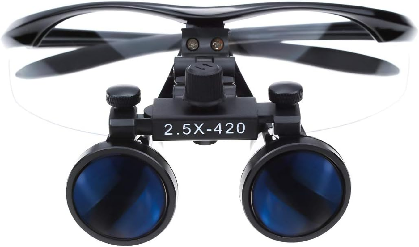 Tankredrug 3W Black LED Headlight Lamp Yellow Filter Clip on 2.5X Binocular Loupes 420Mm Optical Glasses with Cloth Bag image number 2