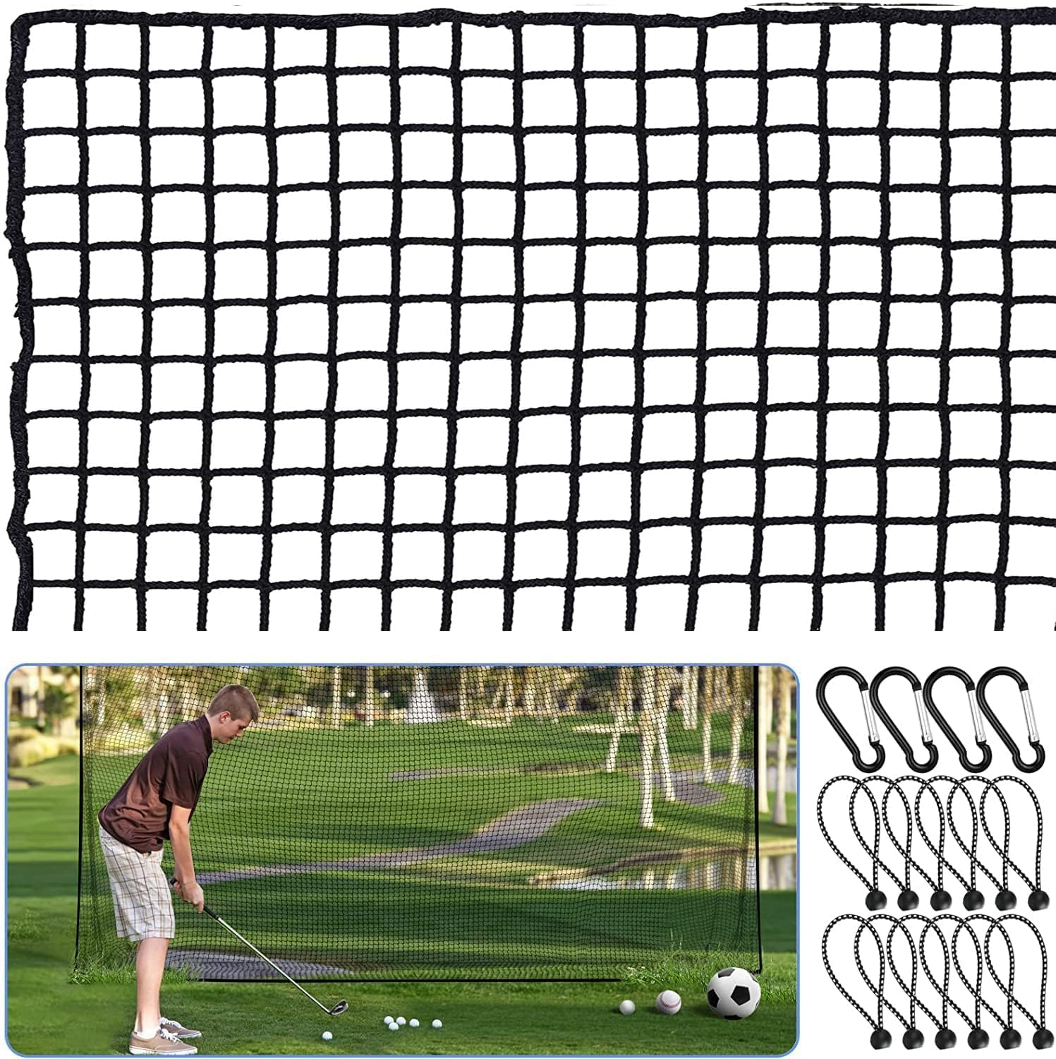 Golf Net - Sports Practice Barrier Net &ndash; Golf Hitting Net - Heavy Duty Nylon Golf Sports Netting Barrier Nets 10X10Ft/10X15Ft/10X20Ft - Golf Accessories image number 6