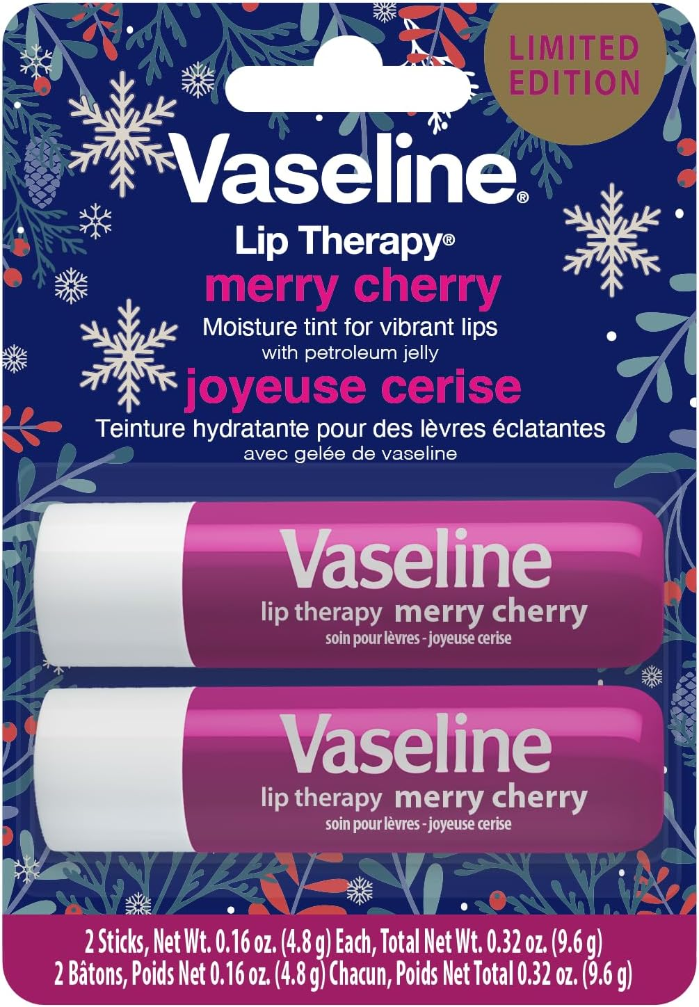 Vaseline Lip Therapy Stick Twin Pack &ndash; Merry Cherry Holiday Limited Edition (2-Pack) image number 2