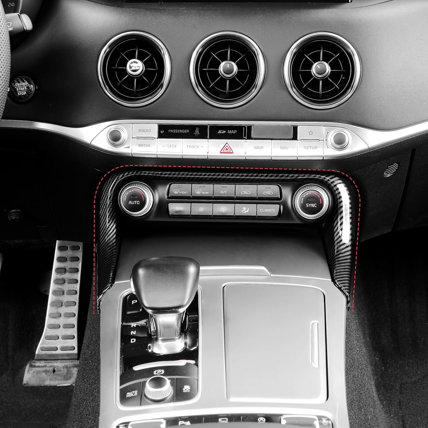 YOUTOOCAR Carbon Fiber Pattern Air Conditioning Vent Outlet Key Switch Trim Frame Cover Compatible with Kia Stinger 2017-2024 Accessories image number 4