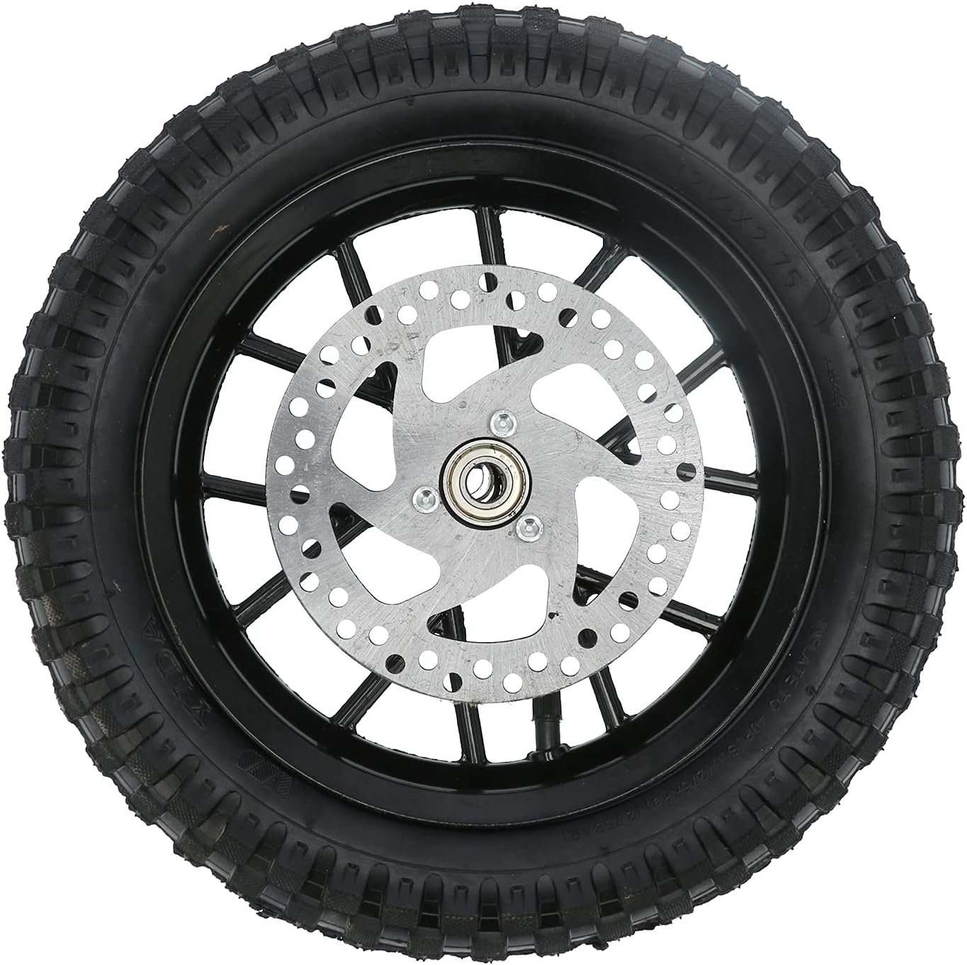 Front Wheel Assembly, Rubber and Metal Tire 12.5X2.75In Disc Brake Sprocket Bolts Fit for 47Cc 2 Stroke Mini Dirt Bike(Black) image number 2