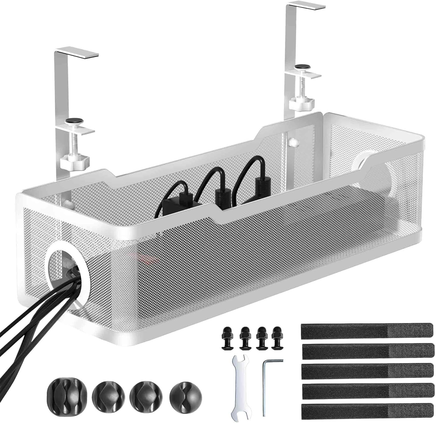 YDCZTYGY under Desk Office Cable Accessories Storage Management Tray Cord Organiser (Black)