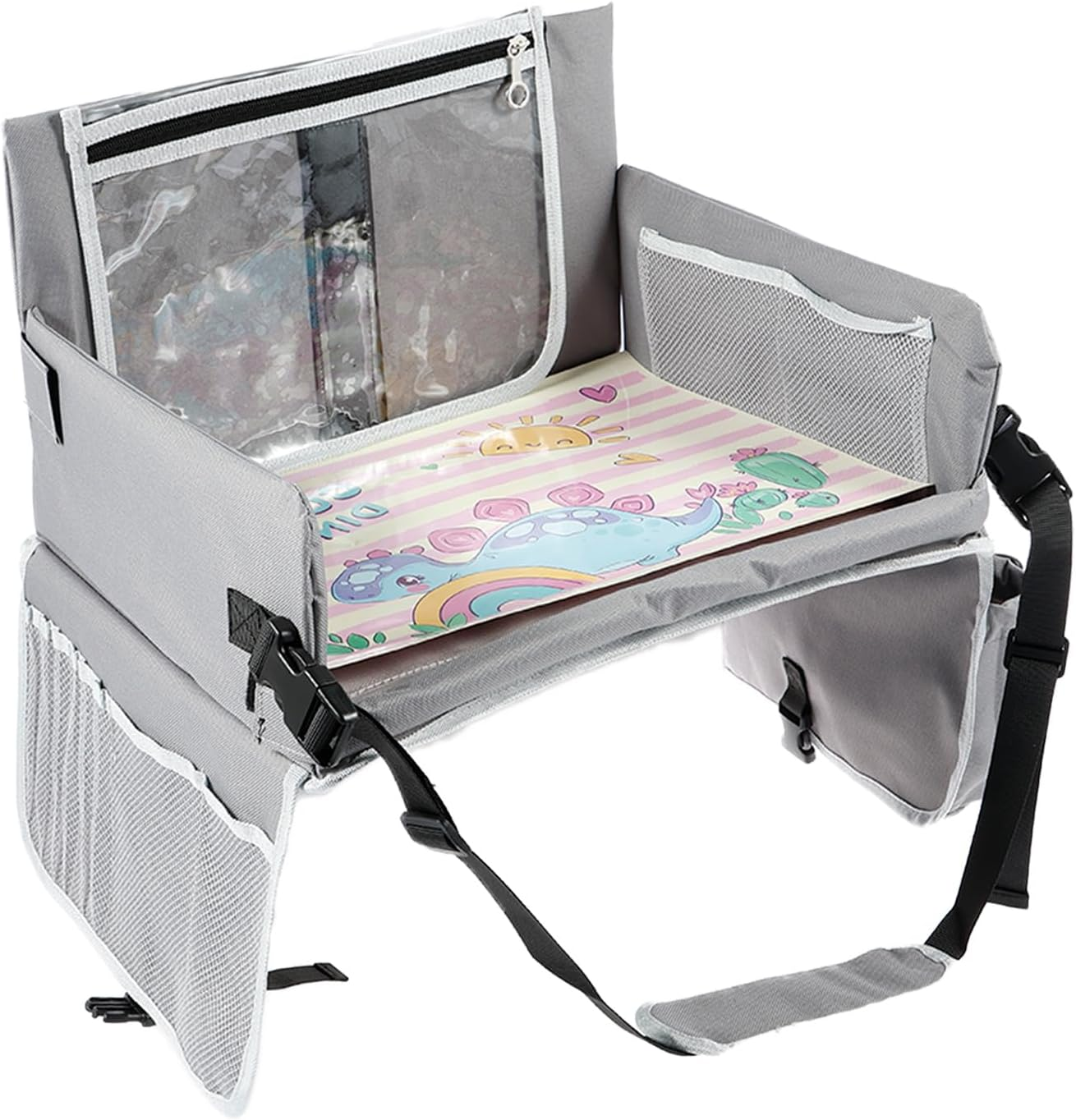 Kids Traveling Tray for Toddler Car Seat, Versatile Car Seat Tray, Stable Carseat Table Tray, Detachable Lap Tray for Car Seat, Toddler Road Trip Essentials Accessories for Airplane Car Auto