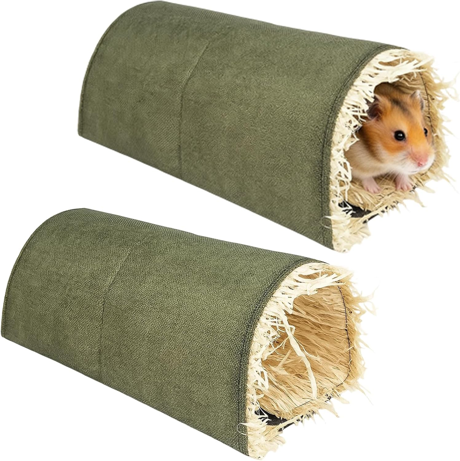 Guinea Pig Accessories, 2 Green Houses for Small Animals, Rabbit Accessories, Guinea Pig Tunnel, Toy for Rodents, Hamster Cave Made of Natural Material image number 2