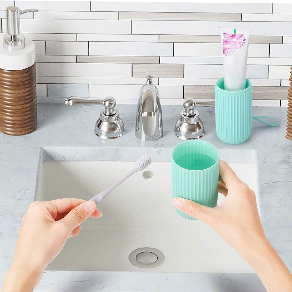 AIMALL Portable Travel Toothbrush and Toothpaste Holder - Compact Bathroom Storage Box Case, Durable Plastic - Grey image number 7