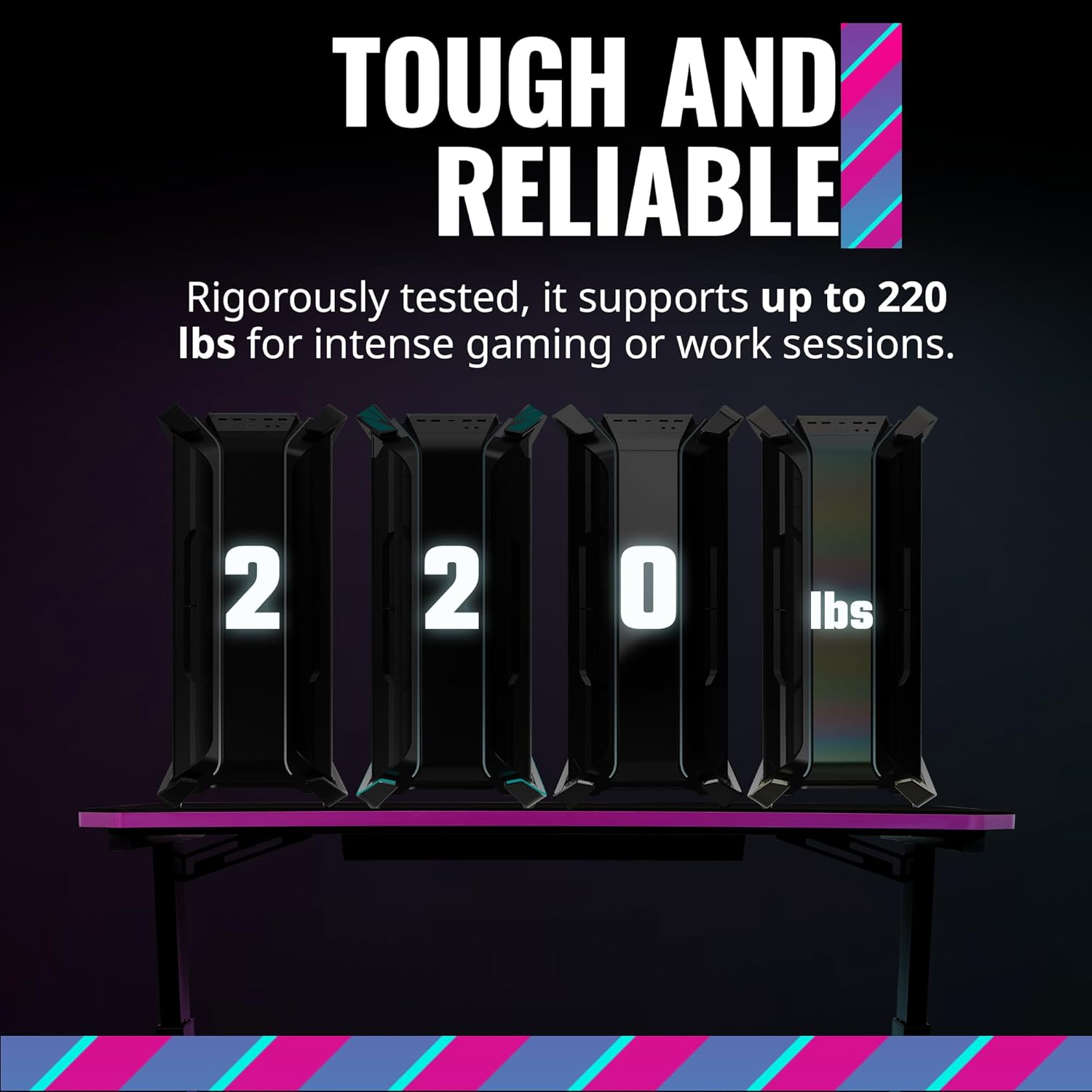 Cooler Master GD120 V1 PC Gaming Desk, Full Surface Water-Repellent Mousepad, 220Lbs Weight Support, 3 Height Levels, Cable Management Tray, 47.2D X 23.6W Workstation|Home Office image number 1