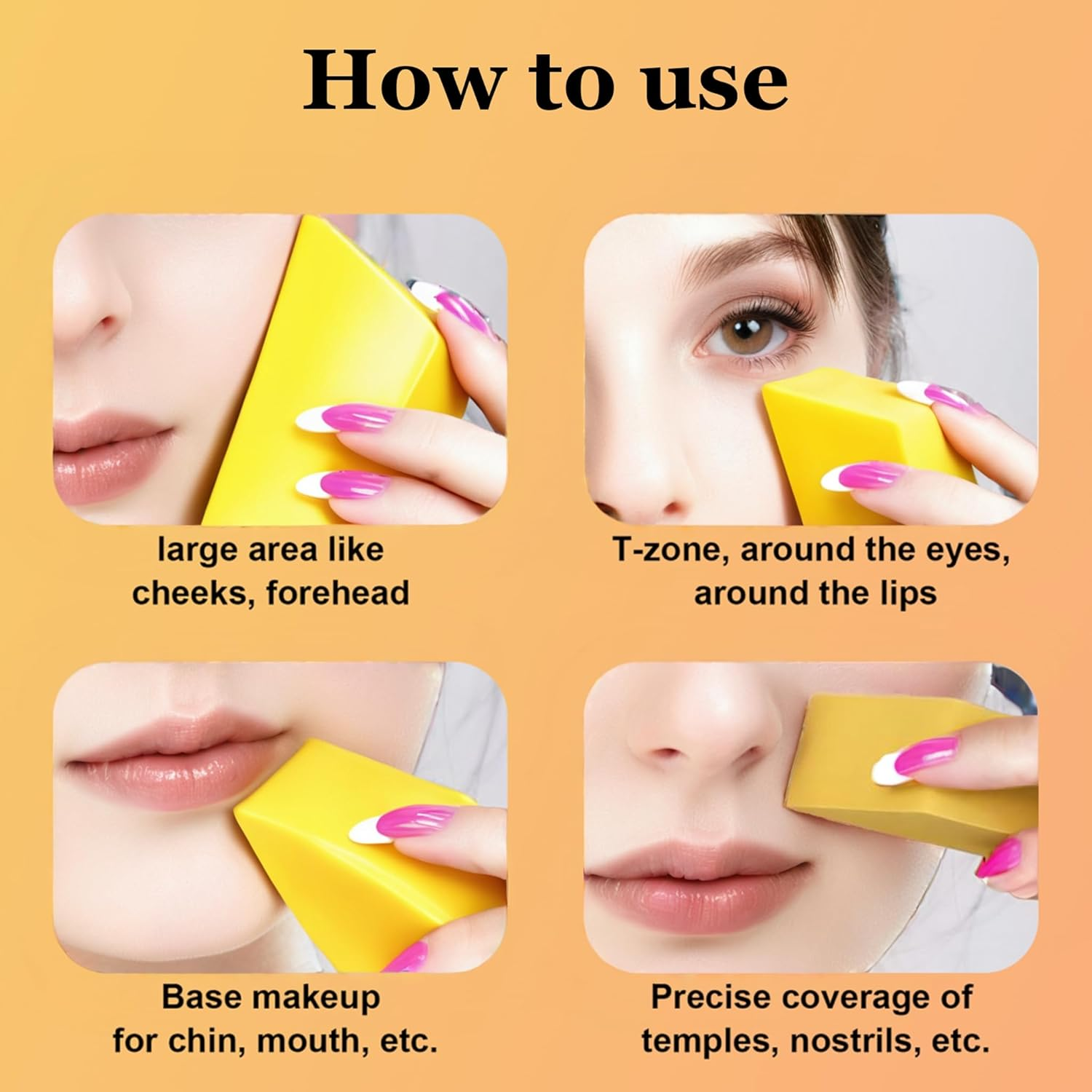 7 Pieces Makeup Sponges, Trapezoid Powder Puff, Geometry Makeup Foundation Brush, Dry and Wet Use for Foundation, Cushion Foundations, Primer, Blush image number 5