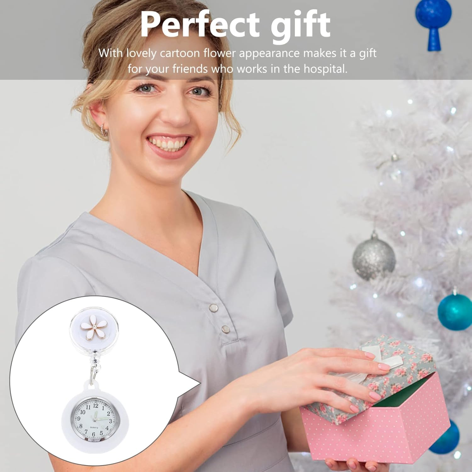 Gatuida Decorative Fob Watch with Glow in the Dark Feature - Stylish Hanging Pocket Watch for Nurses, Ideal Birthday for Women image number 3