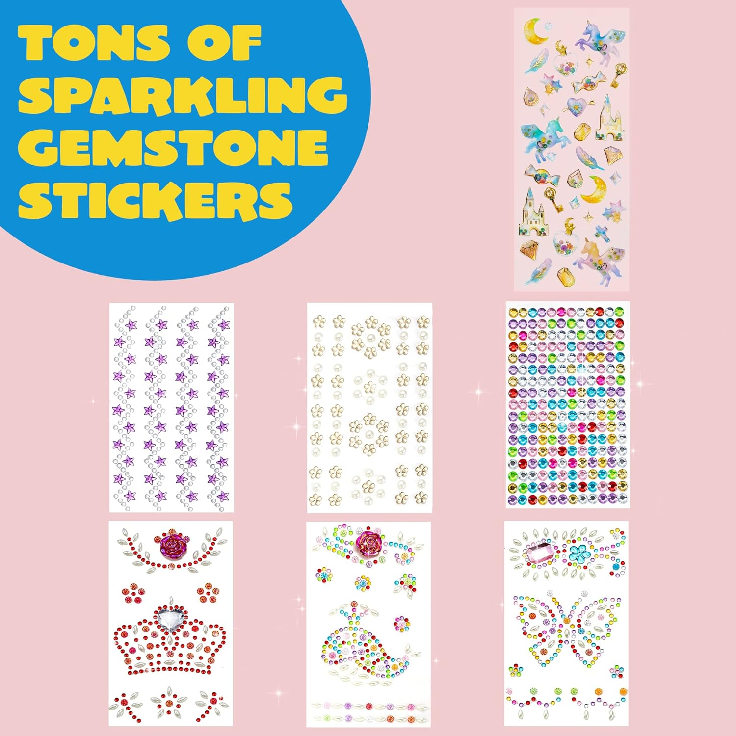 Klever Kits Decorate Your Own Baseball Cap with 7 Sheets Gems Stickers, Art & Crafts Kit for Kids, Fun Creative DIY Toys for Kids Girls image number 5