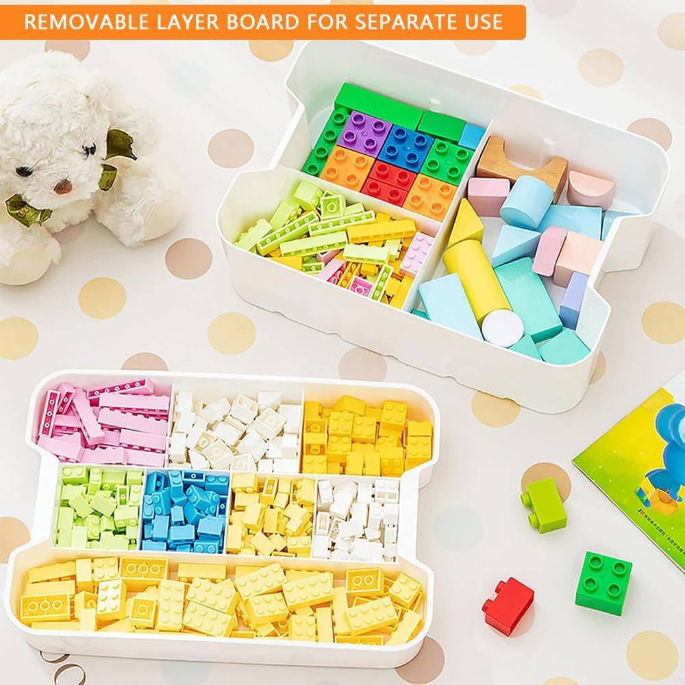 Versatile Craft & Toy Organizer - Stackable Clear Storage Bins with Lids, Removable Tray, Durable Pull Handle, Perfect for Arts & Crafts, Beads, Crayons, Classroom & Game Storage image number 6