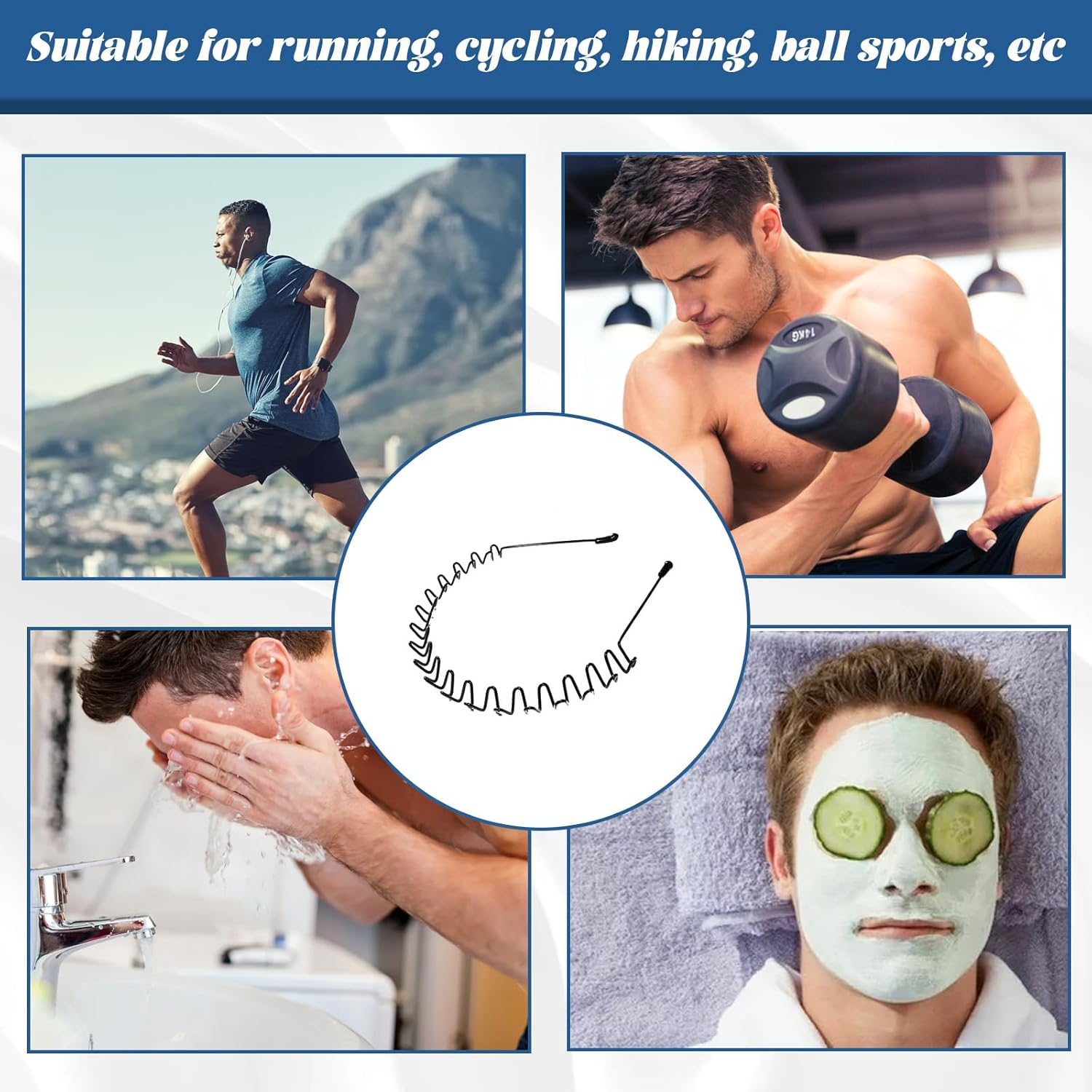 Metal Hair Band for Men Women, Hoop Clips Headband Men, Hair Bands for Outdoor Sporters Simple Elastic Non Slip Wide Headbands Headwear for Outdoor Sporters image number 1