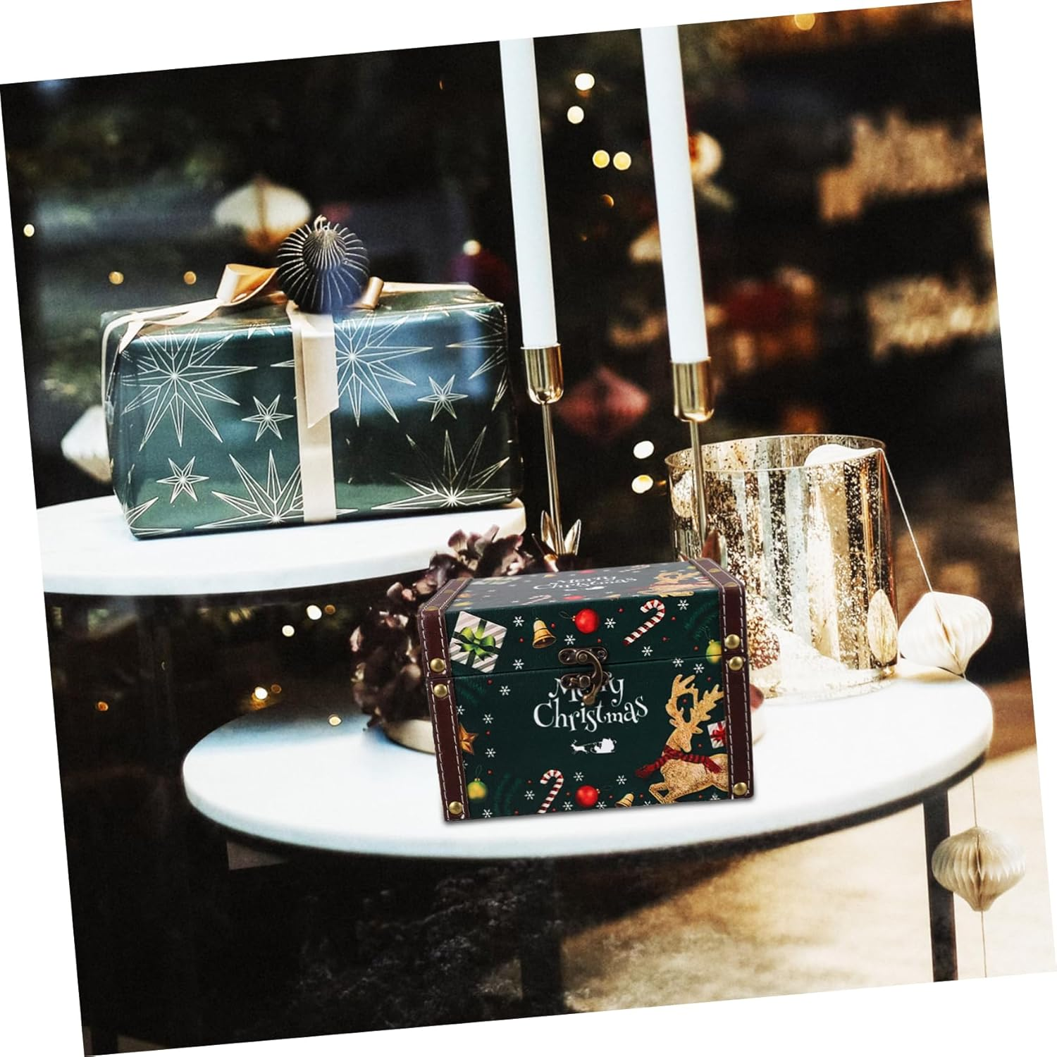 MAGICLULU Wooden Storage Box Christmas Style Candy Box Vintage Style for Christmas Party Favor image number 3