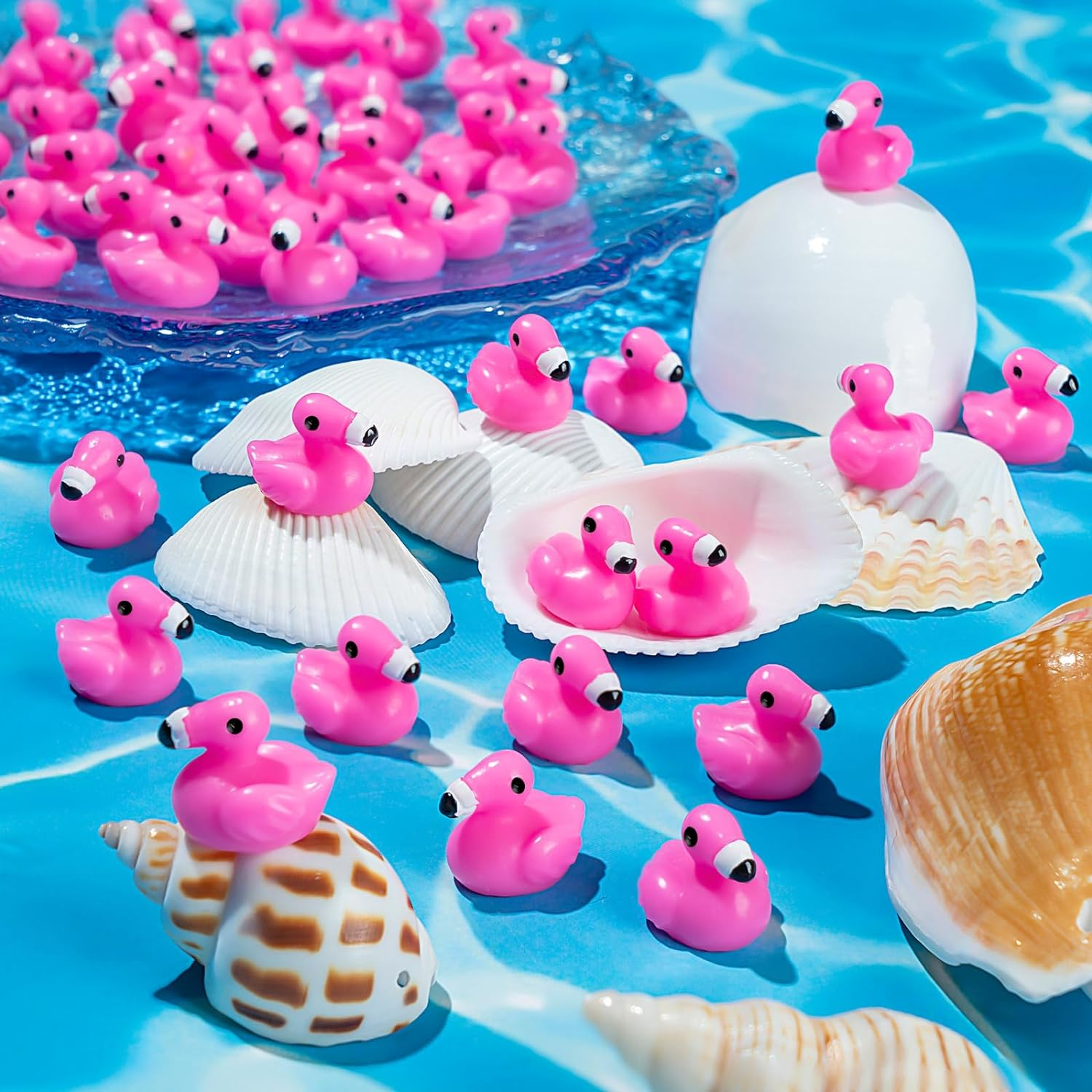 100Pcs Mini Resin Flamingo Ducks, Flamingo Tiny Ducks, Cute Flamingo Figurines for Cake Topper Garden Dollhouse Landscape Aquarium Ornaments DIY Crafts, Pink image number 6