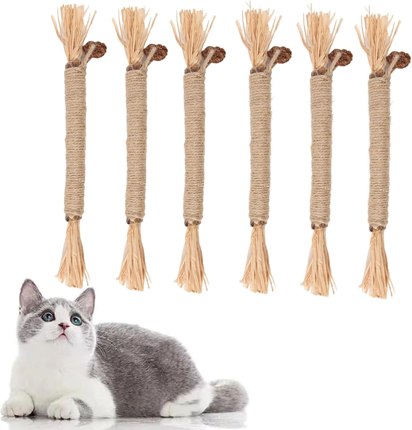 Silvervine Sticks Cat Toys, 6-Piece Set of Natural Cat Chew Stick Toys, Suitable for Cat Dental Care, Tooth Cleaning, Matatabi Cat Nip Treatment Toys, Indoor Cats, Catnip Toys, Suitable for All Cats image number 1