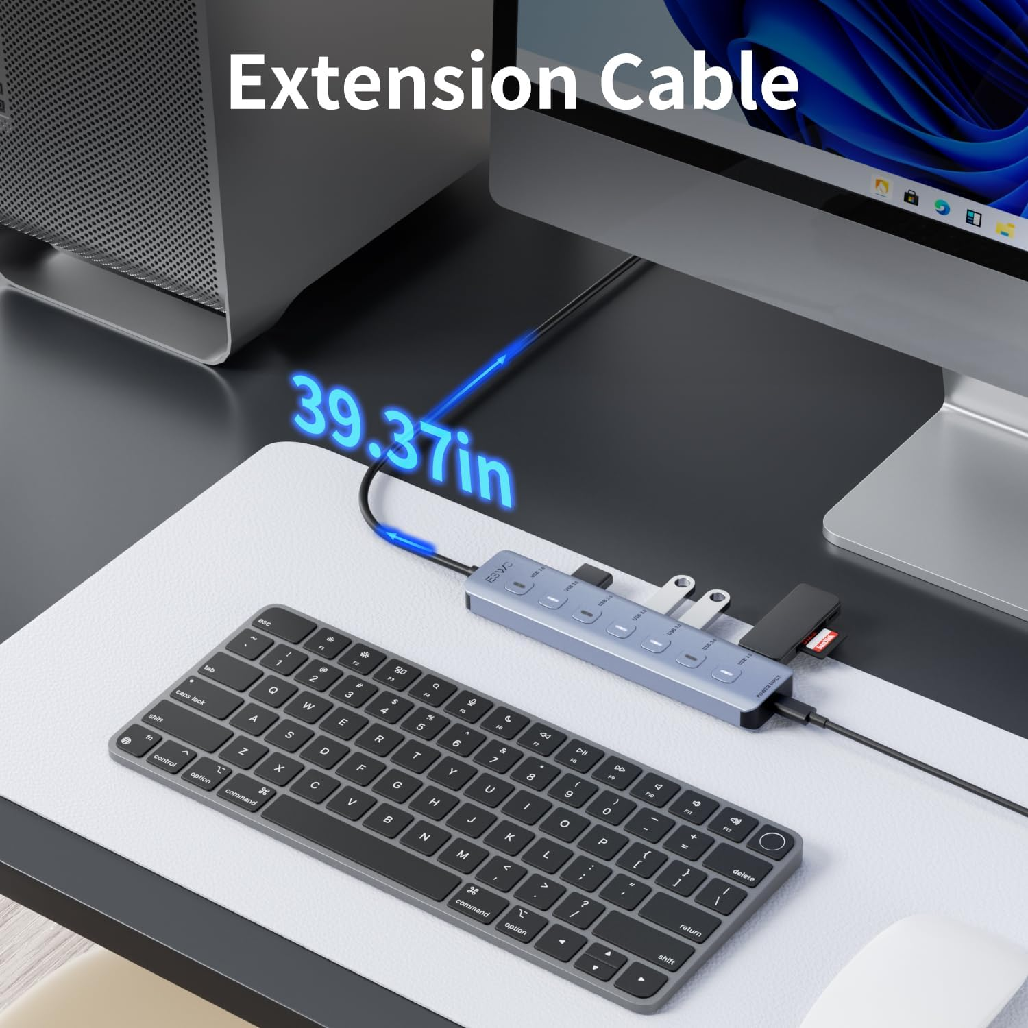 7-Port USB 3.0 Hub &mdash; Aluminum Alloy 7X USB-A Ports with Independent On/Off Switches & LED Indicators, 5Gbps High-Speed, 1M Cable, Plug & Play for Laptop Desktop Mac Windows image number 3