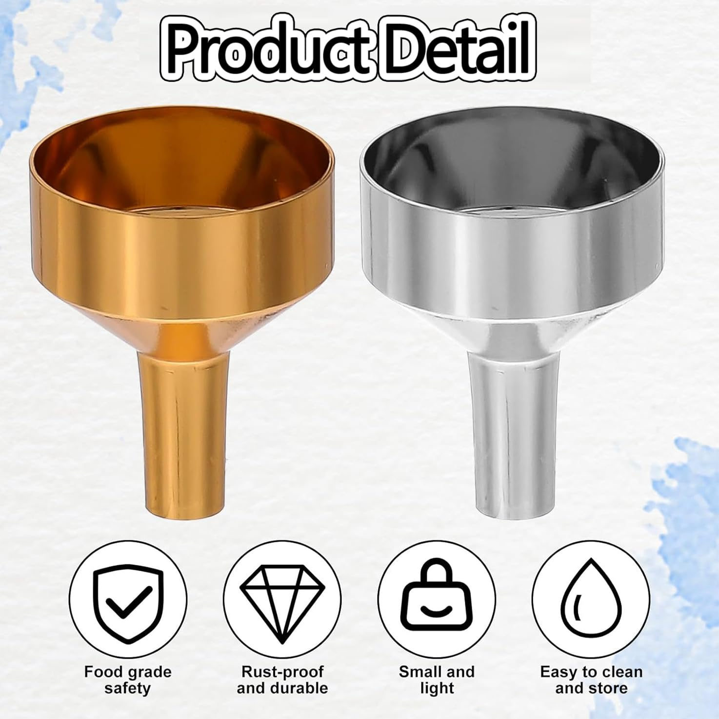 WADY 22 Pcs Small Metal Funnels with 4 Pack Mini Pipette, Metal Small Funnel Aluminum Alloy Funnel for Filling Bottles and Transferring Cosmetics Perfume, Kitchen Gadgets Accessories (Small) image number 5