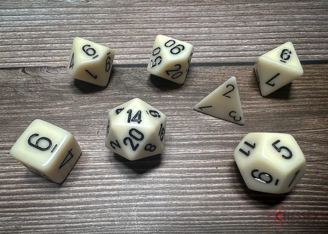 Chessex CHX 25400 Opaque Polyhedral Ivory/Black 7-Die Set image number 1