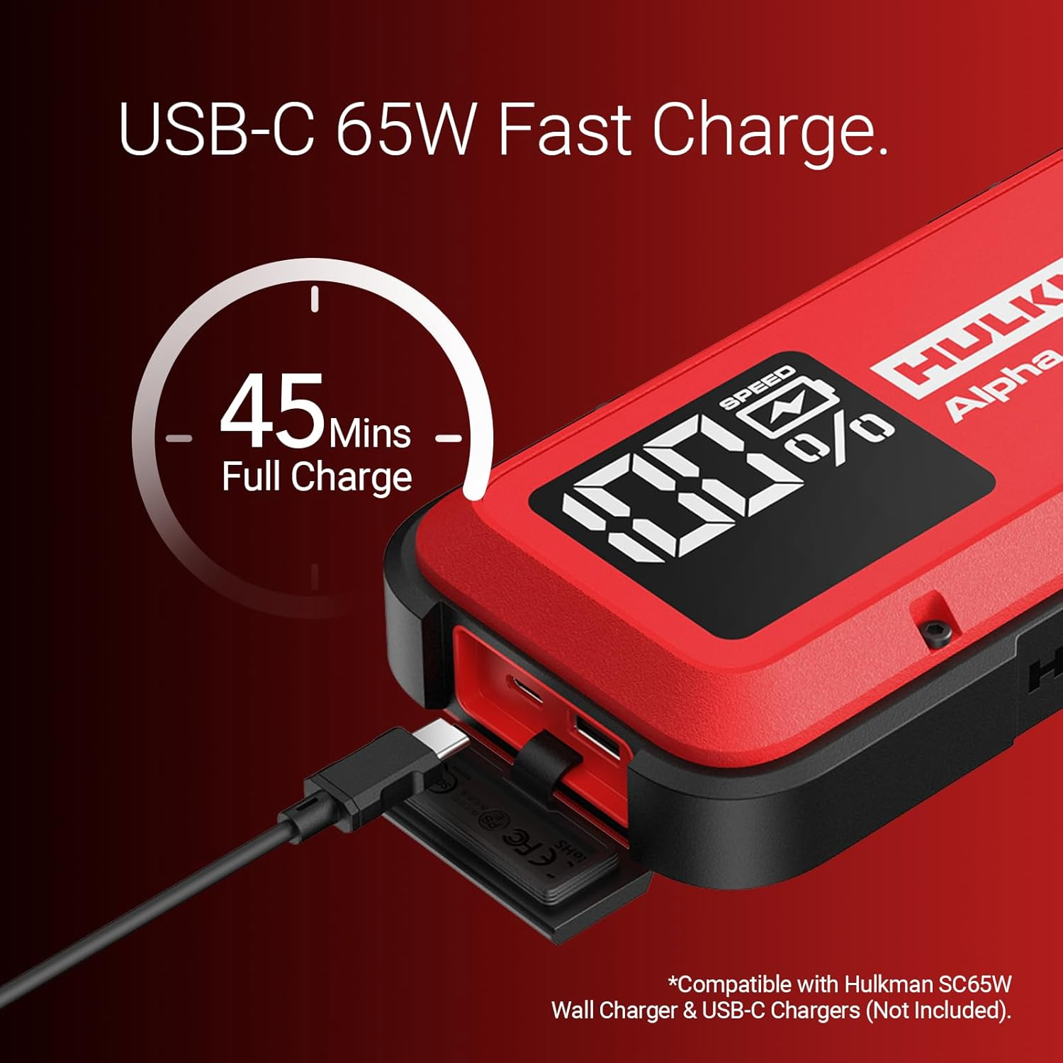 Hulkman Alpha Ultra Red, 1000A 37Wh Jump Starter, Power without the Bulk, Car Battery Jump Starter & Jump Box with 2.9" Smart Display, 45-Min Full Charge, Jumper Cables for 6.5L Gas/3.0L Diesel image number 2