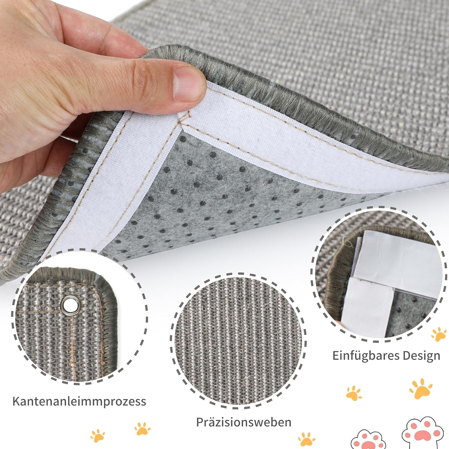 Janyoo 2-Piece Cat Scratch Protection Cat Scratching Mat Sisal Cat Scratching Mat for Cat Cat Scratching Mat for Sofa Furniture Door Scratch Protection 60 &times; 40 Cm (Grey) image number 4