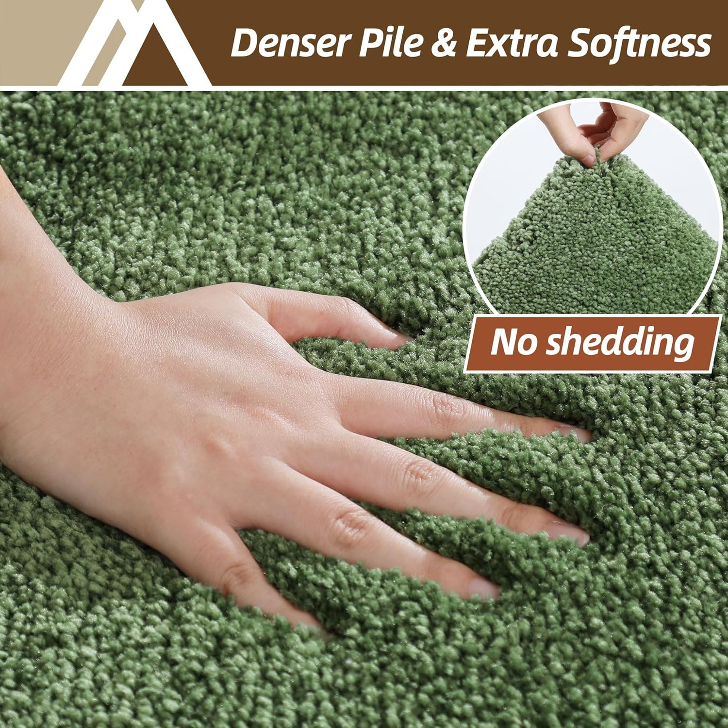 COSY HOMEER Extra Thick Bath Rugs for Bathroom - Anti-Slip Bath Mats Soft Plush Yarn Shaggy 100% Strong Mirco Polyeste Mat Living Room Bedroom Mat Floor Water Absorbent(Green,16X24 - Inches) image number 3