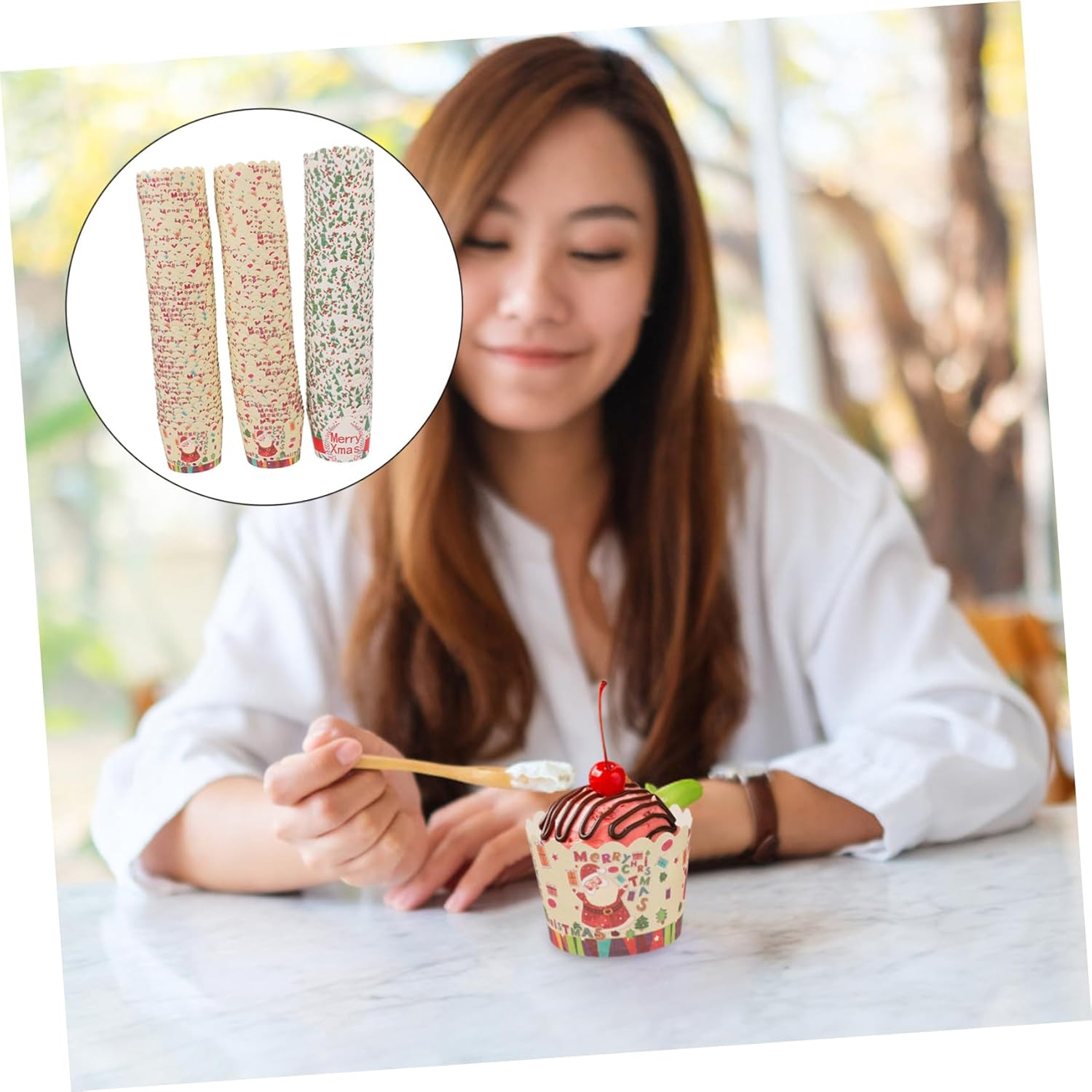 STOBAZA 150Pcs Baking Cup Cake Cup Muffin Non-Stick Assorted for Baking Supply Cake Liners for Christmas Party Random Color image number 3