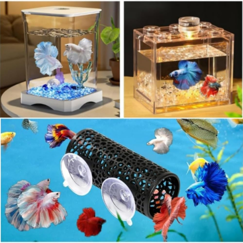 DACUAN Hollow Betta Fish Tunnel,Small Hole Hollow Betta Fish Cave,Aquarium Betta Tunnel with Suction Cups,Aquarium Decor Fish Tank Accessories Decorations Hideout Tube (Green) image number 4