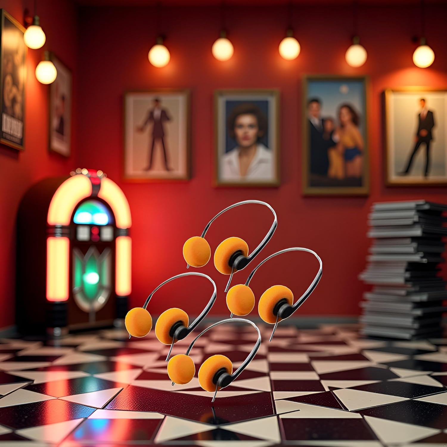 4Pcs Orange Retro Over-Ear Headphones,Wired Stereo Headphones,Headphone,Lightweight Portable Headphone with Adjustable Headband,Electronics，Headphones and Earphones image number 1