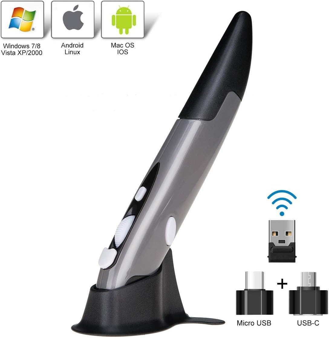 Lychee Wireless Pen Mouse 2.4GHZ USB Wireless Optical Pen Mouse 500/1000 DPI Adjustable Handwriting Mini Mice for PC Laptop Notebook Computer Mac image number 5