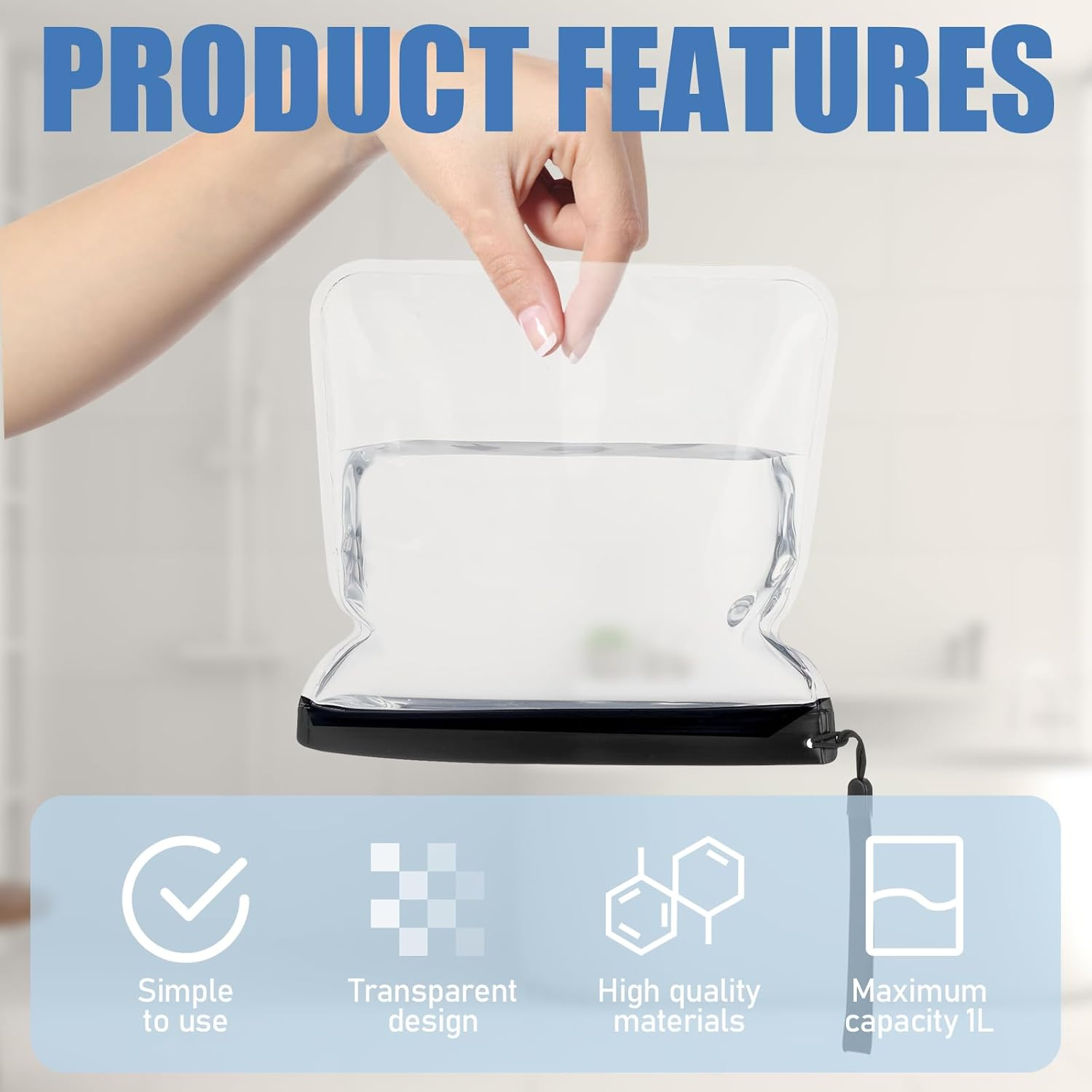 5 Pack Clear Travel Bags for Toiletries, YITOBA Portable Clear Toiletry Bag, Portable Size Waterproof Travel Pouches, Leak-Proof Plastic Pouch for Liquids and Cosmetics (5 Pcs) image number 3